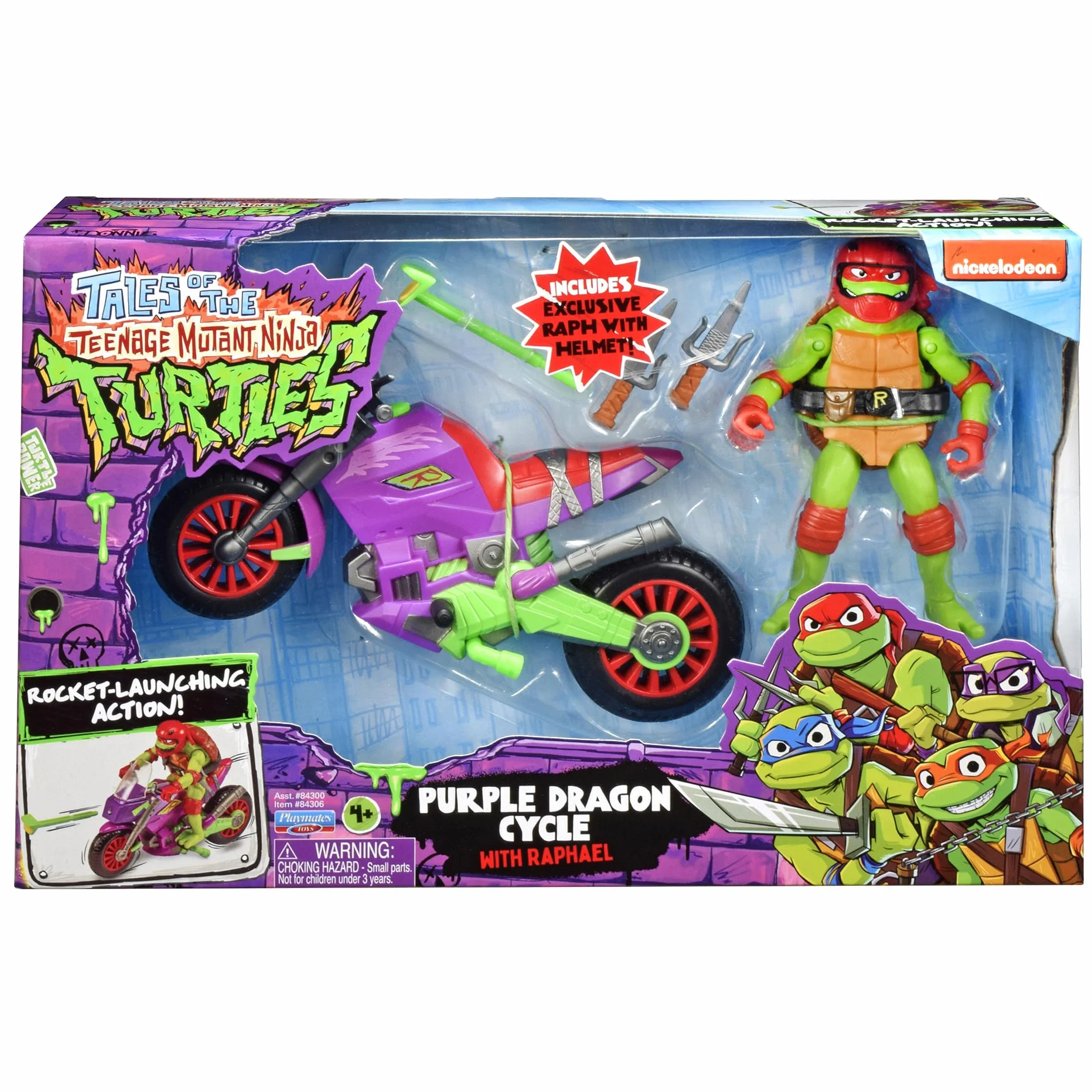 Wojownicze Żółwie Ninja Fioletowy Motocykl Z Raphael, pojazd + figurka