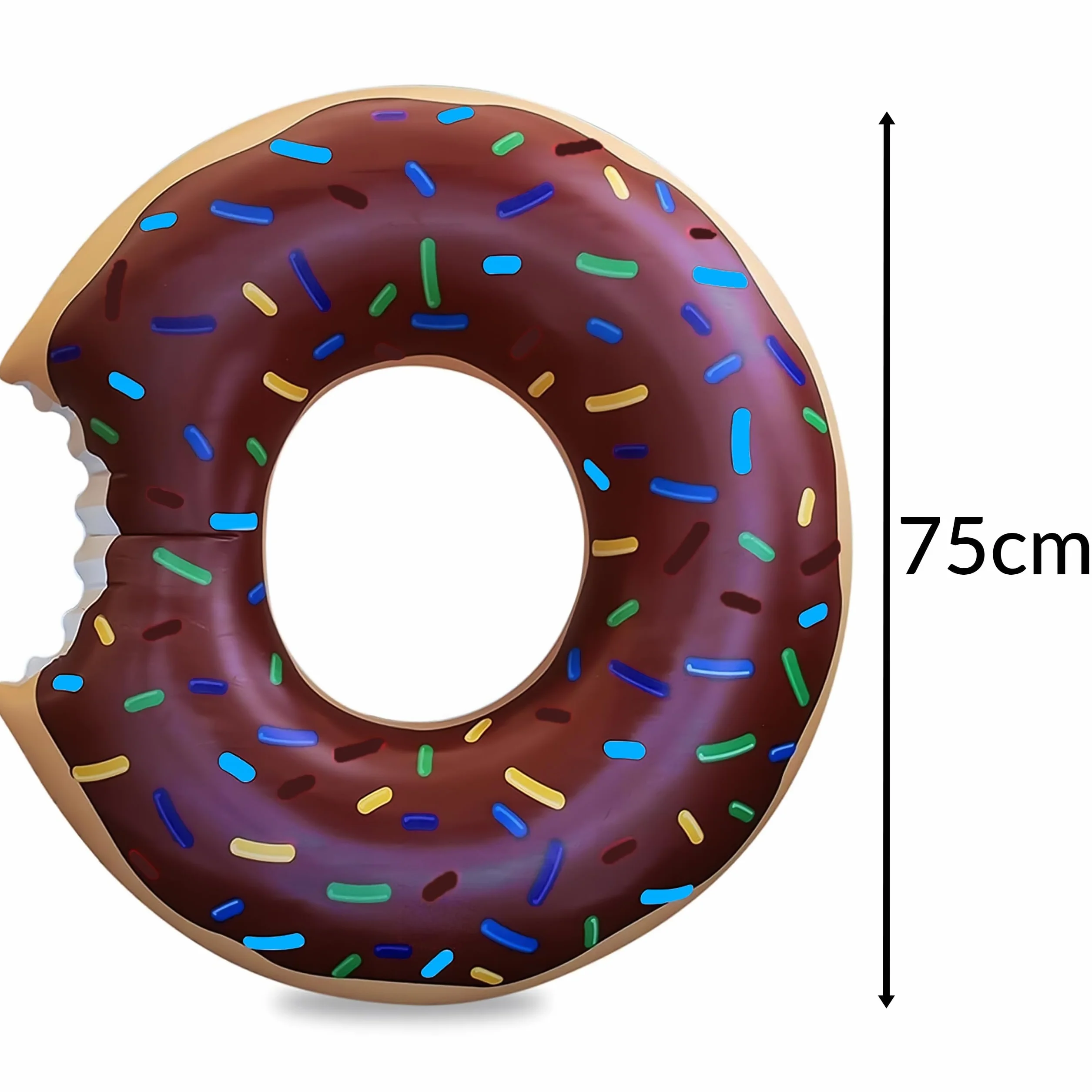 KRUMAD Koło Dmuchane Donut, Pączek z Posypką, Koło Do Pływania dla Dorosłych, Basen Plaża, Śmieszny Materac Wodny, Brązowy, PVC