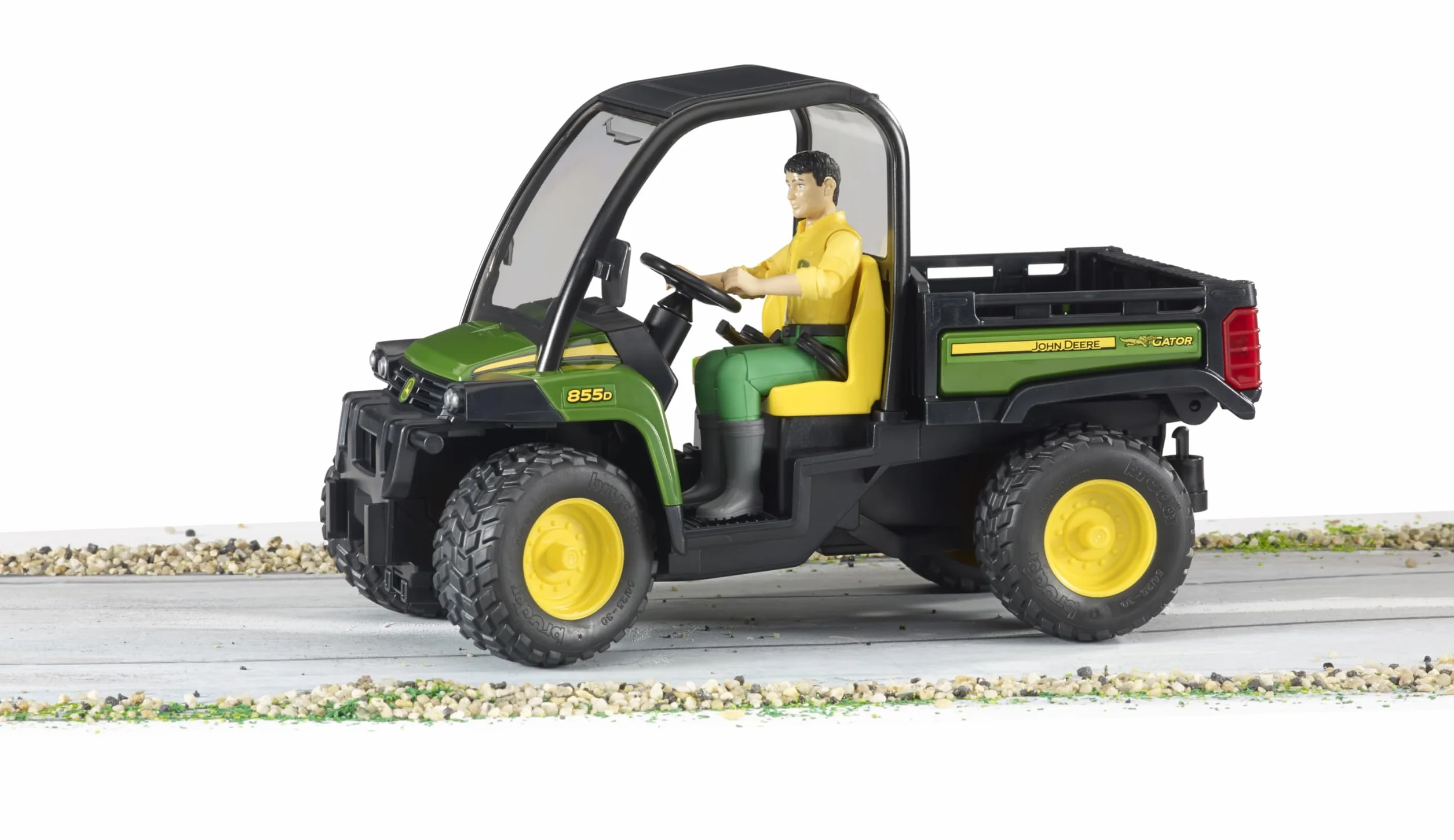 bruder 02490 - John Deere Gator XUV 855D z kierowcą - 1:16 Pojazd, rolnictwo, leśnictwo, robotnik, figurka bworld, transporter, jeep, offroad