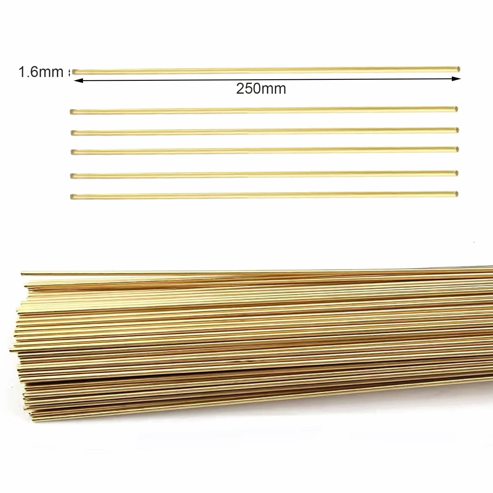 20 sztuk prętów spawalniczych złote mosiężne pręty lutownicze do naprawy akcesoriów spawalniczych materiały eksploatacyjne do lutowania 1,6 mm x 240 mm, 865℃ ~ 890℃ temperatura topnienia