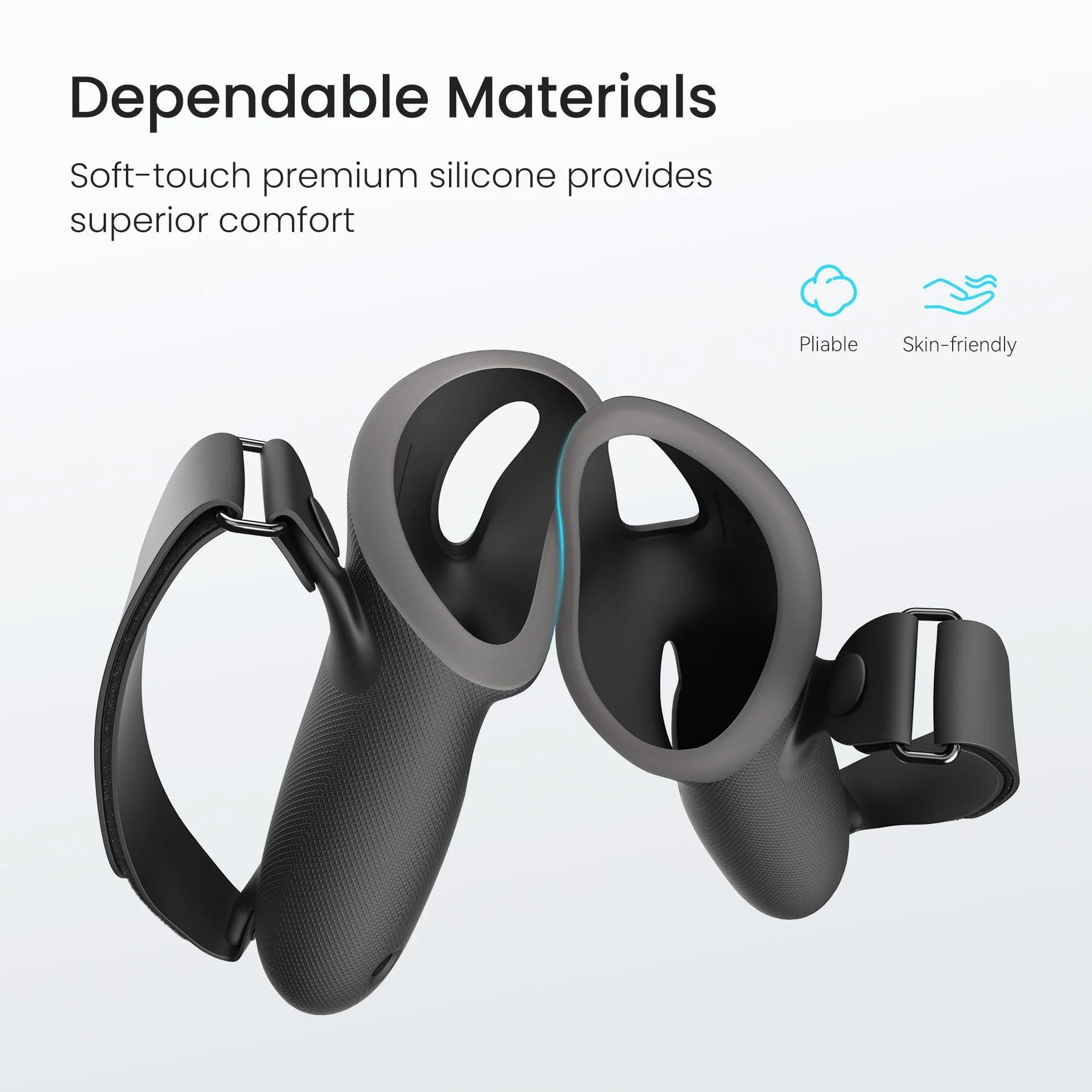 KIWI design Akcesoria do uchwytów kontrolera kompatybilne z Meta Quest 3, silikonowy ochraniacz na dłonie z paskami na kostki