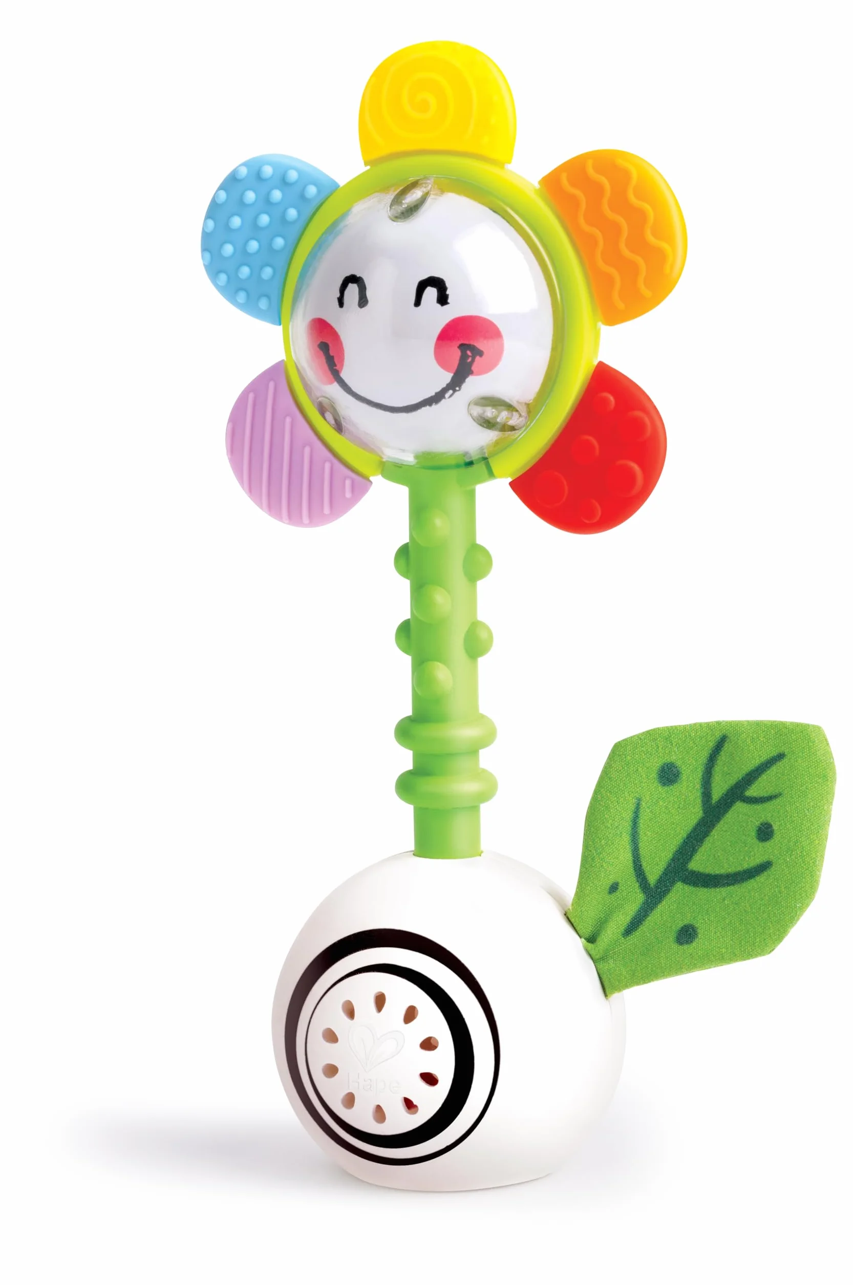 Hape Grzechotka w kształcie kwiatu Shake 'n Sparkle | zabawka multisensoryczna dla niemowląt | idealna dla dzieci od 0 miesiąca życia