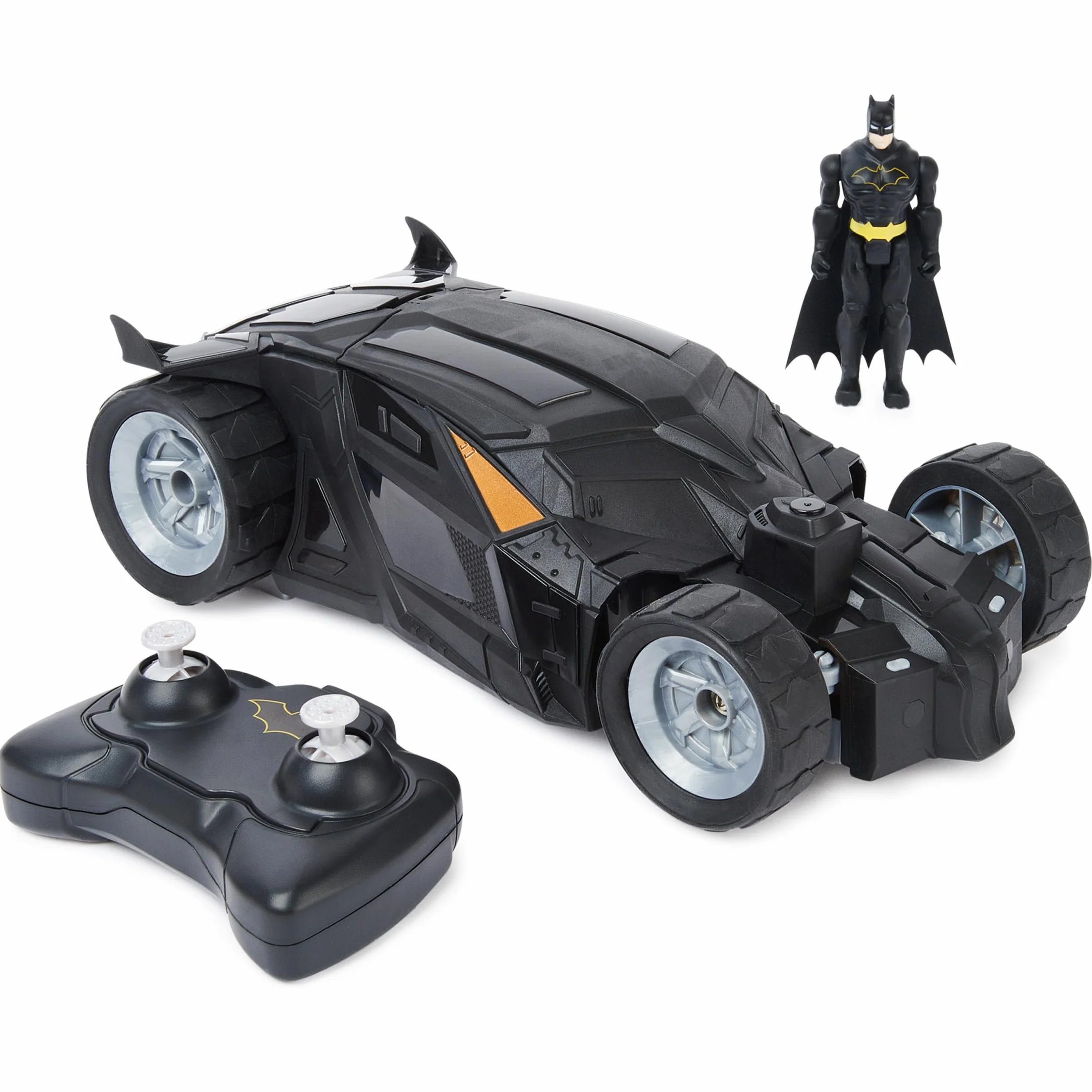 Spin Master - Batman Batmobile z pilotem zdalnego sterowania (2,4 GHz), łatwy do jazdy, kompatybilny z figurkami Batmana 10 cm, z figurką Batmana, skala 1:20, od 4 lat