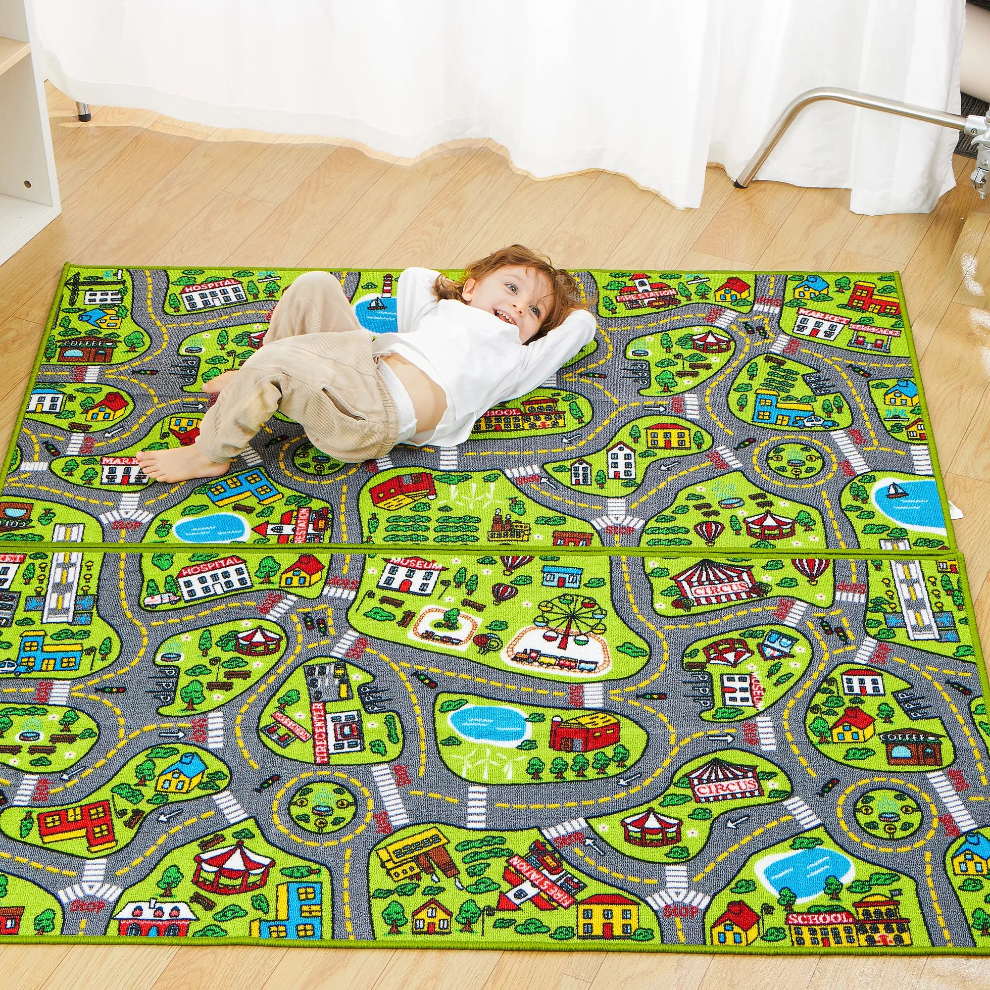 JOYIN Mata do zabawy 80 x 150 cm dla dzieci od 3 lat duży dywan do zabawy w pokoju zabaw