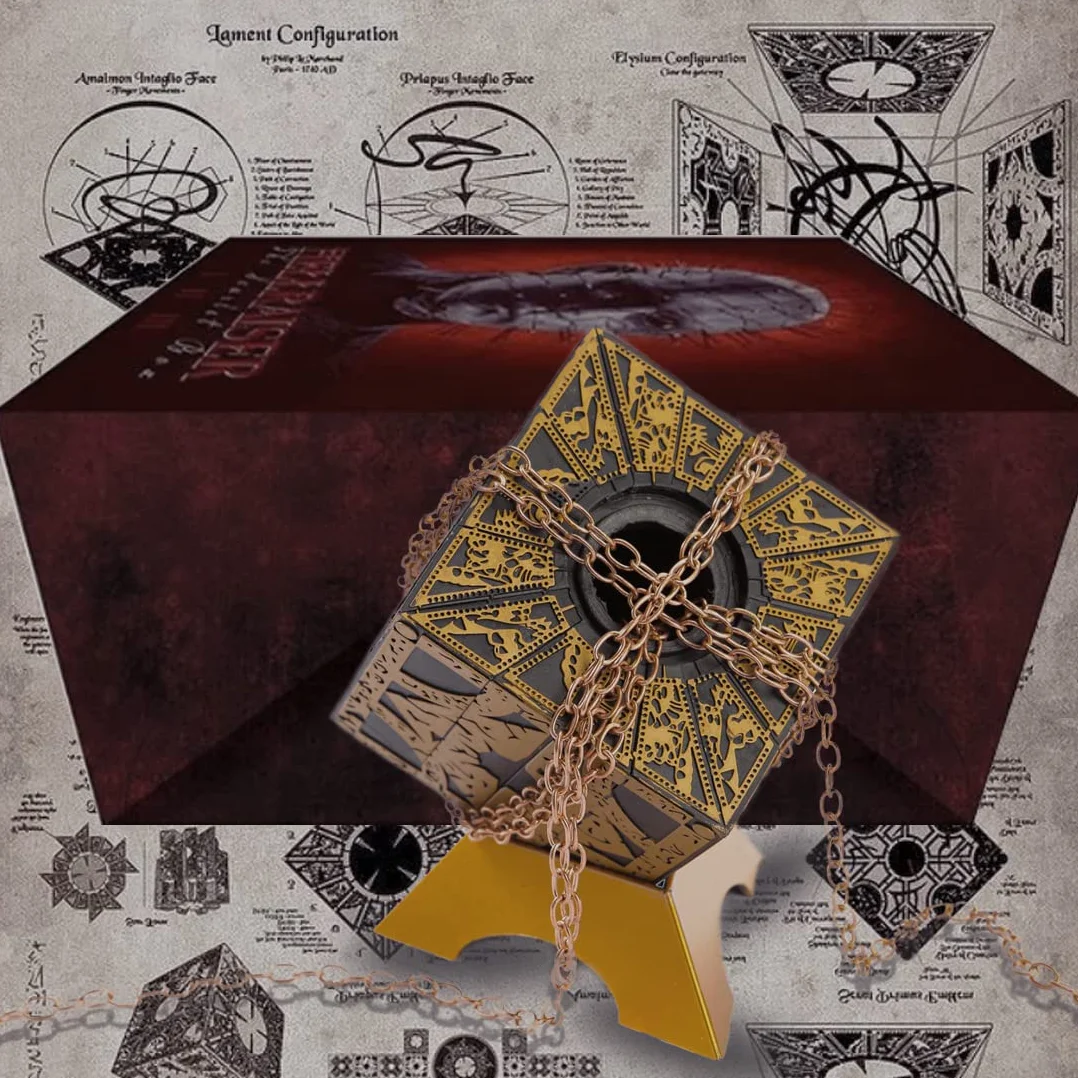 Hellraiser Lament Puzzle Zestaw Zdejmowany z Łańcuchami i Podstawą Rekwizyt Horror