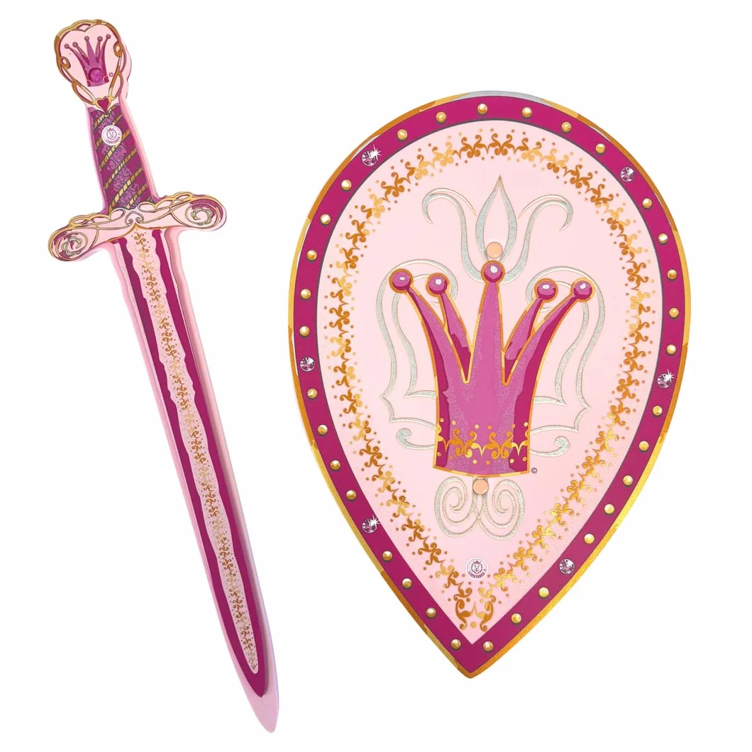 Liontouch - Queen Pink zestaw do zabawy dla dziewczynek - dla dzieci w wieku 3-6 lat | różowy miecz z pianki i tarcza w błyszczącym średniowiecznym stylu | bezpieczne i trwałe akcesoria do