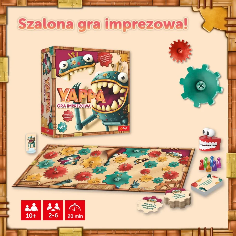 Trefl Yappa Szalona Gra Imprezowa Nakręcana Szczęka Gra dla Dorosłych i Dzieci od 10 lat