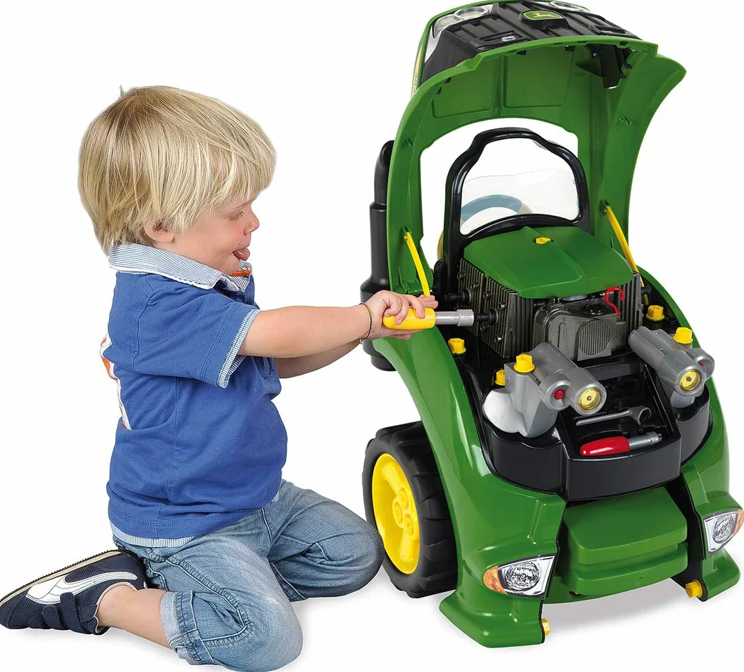 Theo Klein 3916 Traktor John Deere | Składająca się z 56 części silnika traktora z licznymi funkcjami do przykręcania i majsterkowania | Dla dzieci w wieku od 3 lat