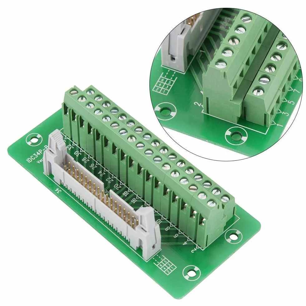 IDC34P 34Pin Steckerleiste Breakout Board Terminal Block Stecker PLC Schnittstelle mit Halterung PCB träger.