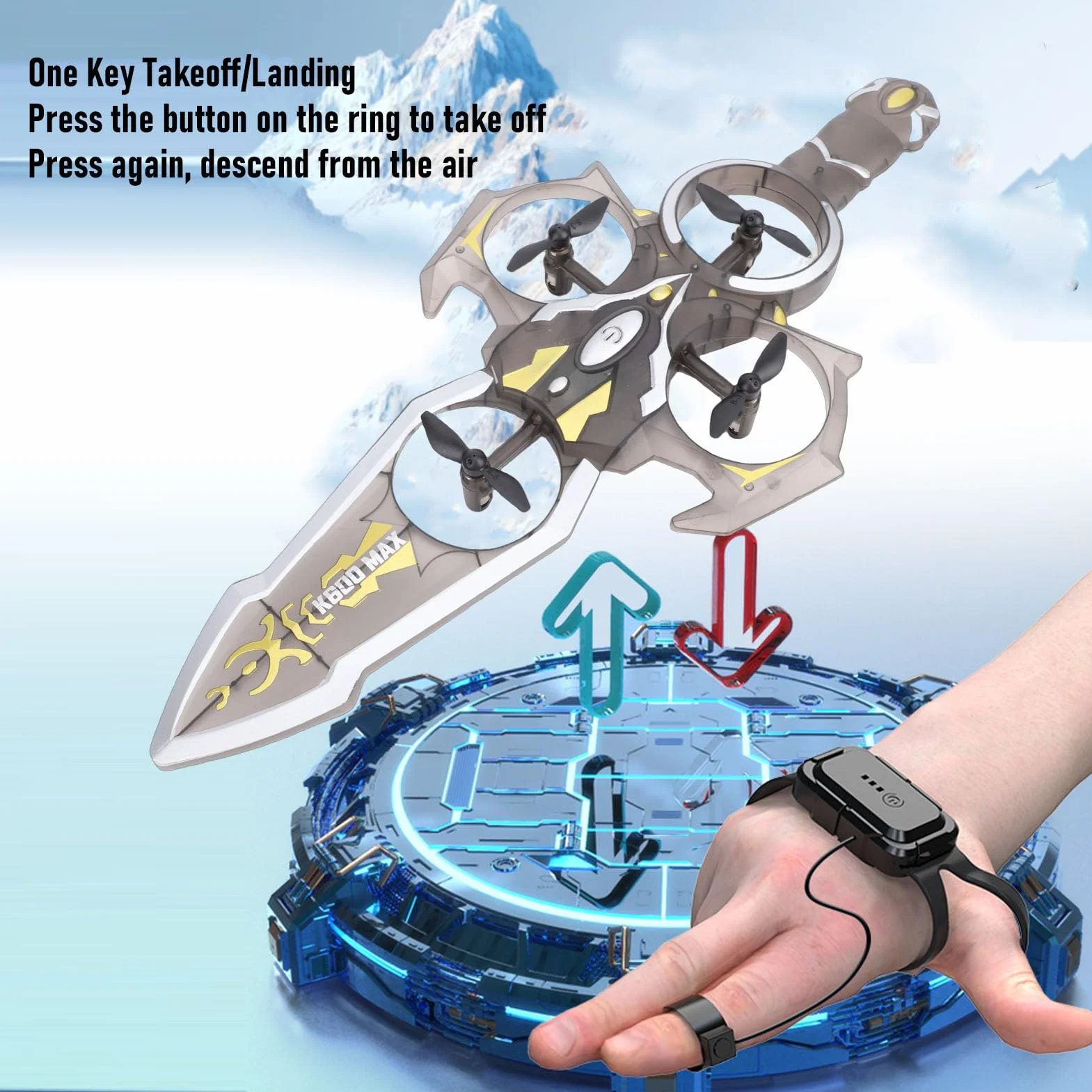 Generic Samolot RC Flying Sword, Zdalnie Sterowany Samolot Sterowany Gestami, z baterią modułową i możliwością Obracania o 360°, Konstrukcja Zapobiegająca Upadkowi o (1 szt. Bateria litowo-jonowa