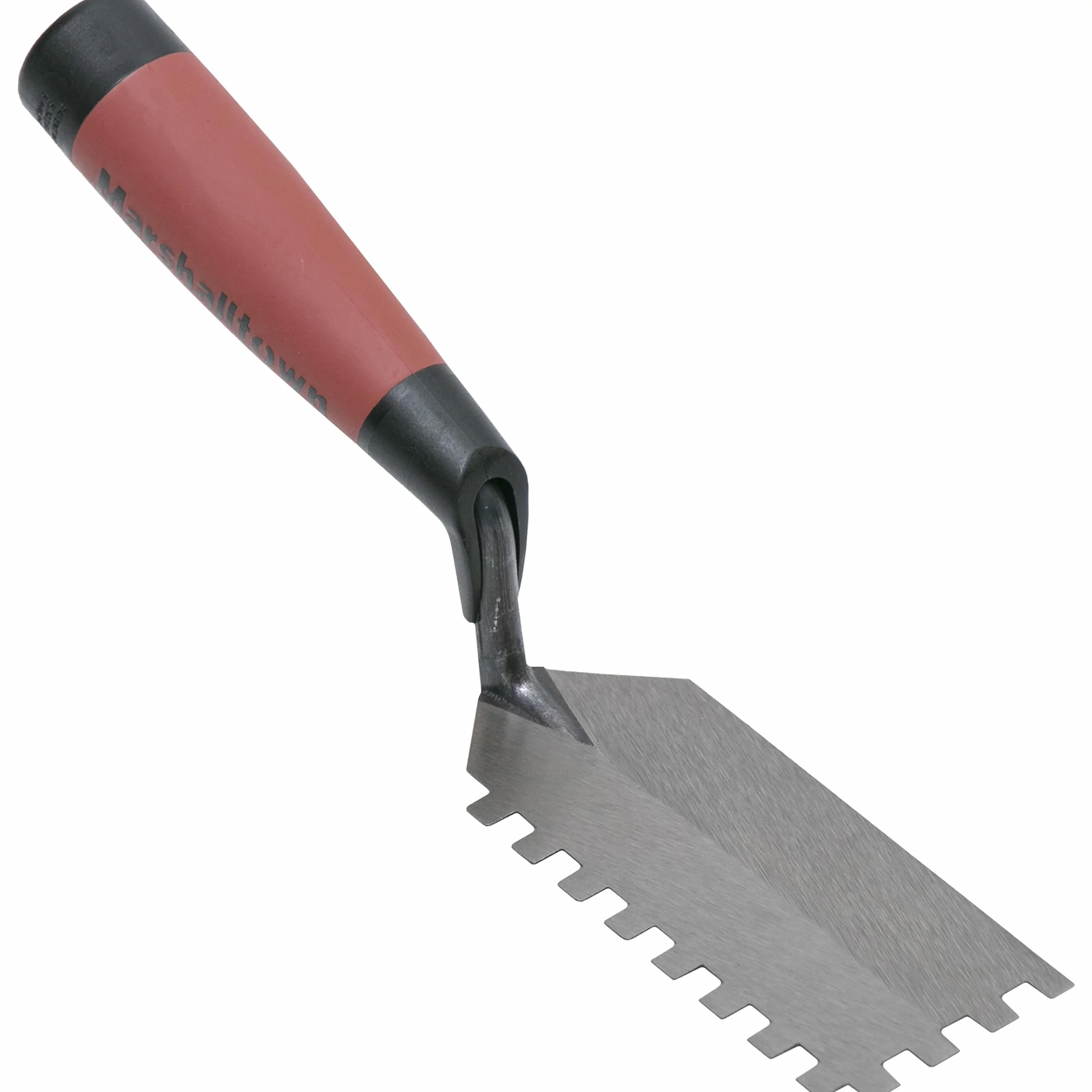Paca kwadratowa Marshalltown o ząbkowanej krawędzi 6x6x6 mm z uchwytem Durasoft, wąska paca do wąskich miejsc, wymiary: 127x51 mm