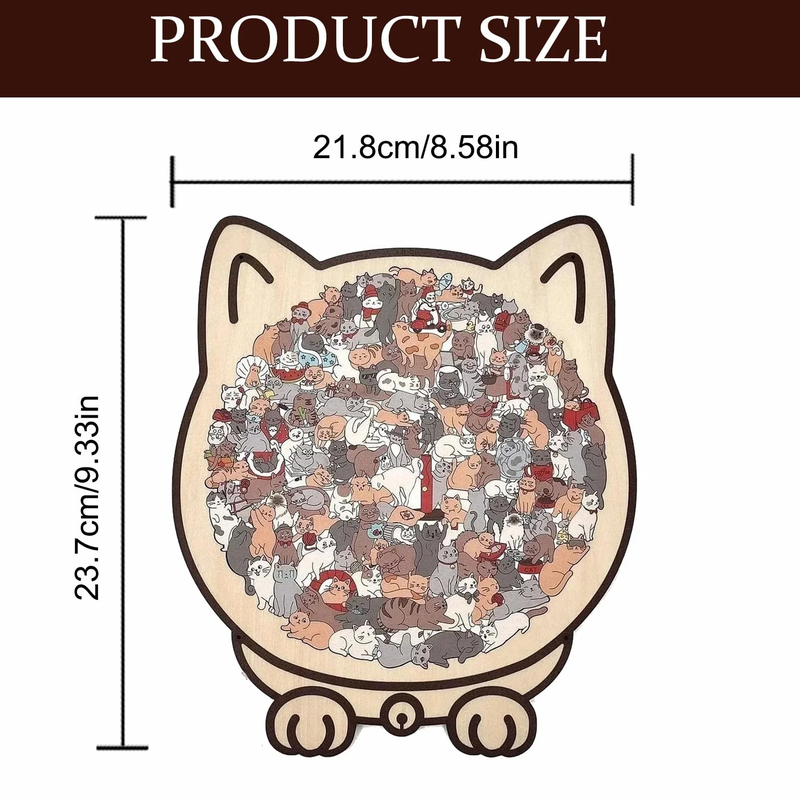 135 Sztuk Morandicolor Drewniane Puzzle W Kształcie Kota, Drewniane Puzzle W Kształcie Kota, Kreatywne Prezenty Dla Miłośników Kotów (A)