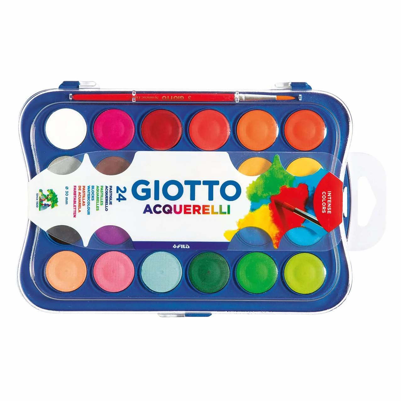 Giotto acquerelli 24 colori pastigle 30mm con pennello