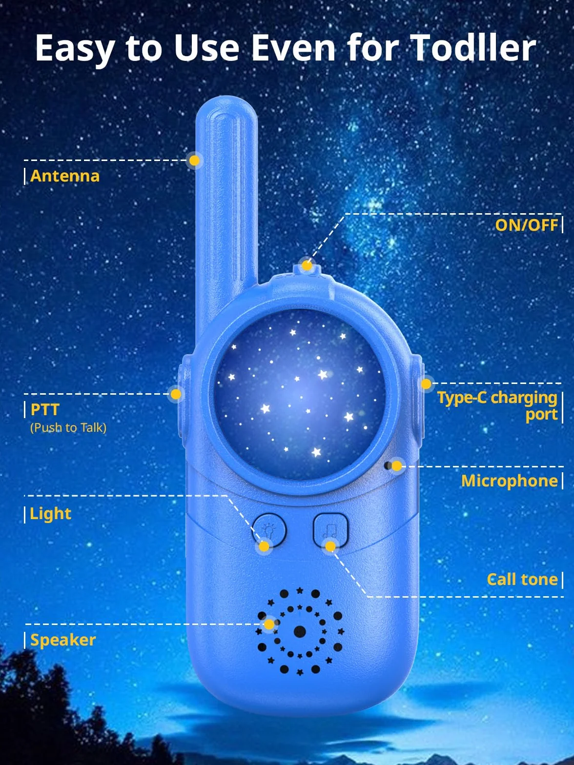 Inspireyes Walkies Talkie dla dzieci, prezenty dla 3-, 4, 5-letniej dziewczynki, 2 opakowania prezentów świątecznych dla chłopców w wieku 3, 4, 5, 6-8 lat, zabawki dla małych dzieci, do gier wewnątrz