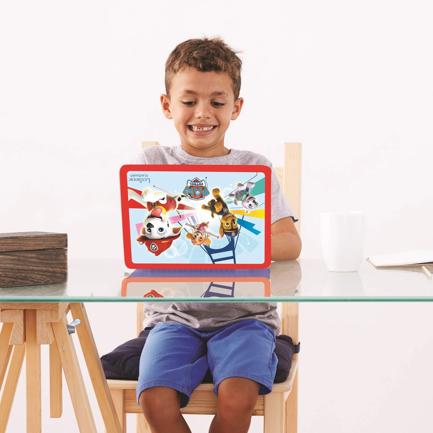 Lexibook, Psi Patrol, Laptop Edukacyjny i Dwujęzyczny w Języku Niemieckim, Angielskim, Zabawka dla Dzieci, 124 Aktywności, Gry Edukacyjne i Muzyka, Czerwony, Niebieski, JC598PAZi3