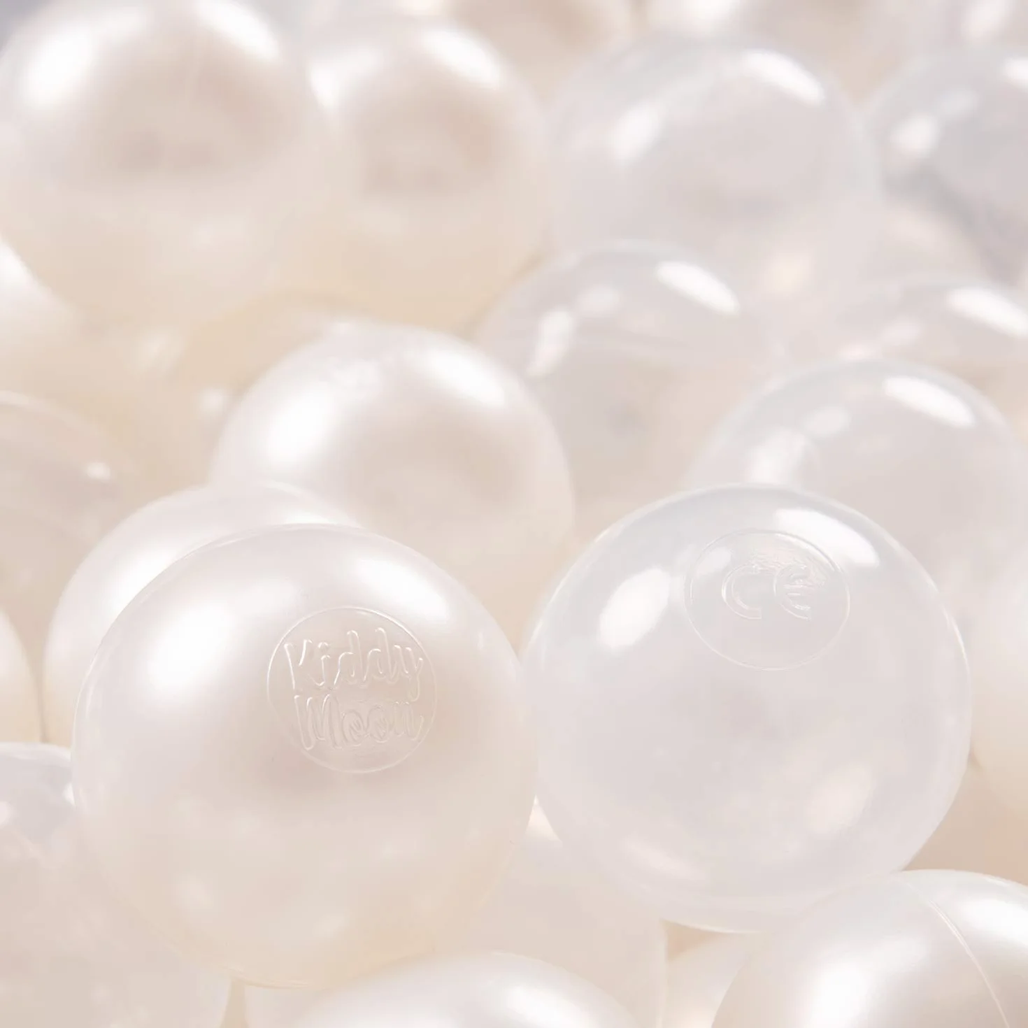 KiddyMoon Plastikowe Piłeczki 100 Sztuk ∅ 7Cm Dla Dzieci, Wielokolorowe Zestawy Kulek Do Zabawy, Perła-Transparent