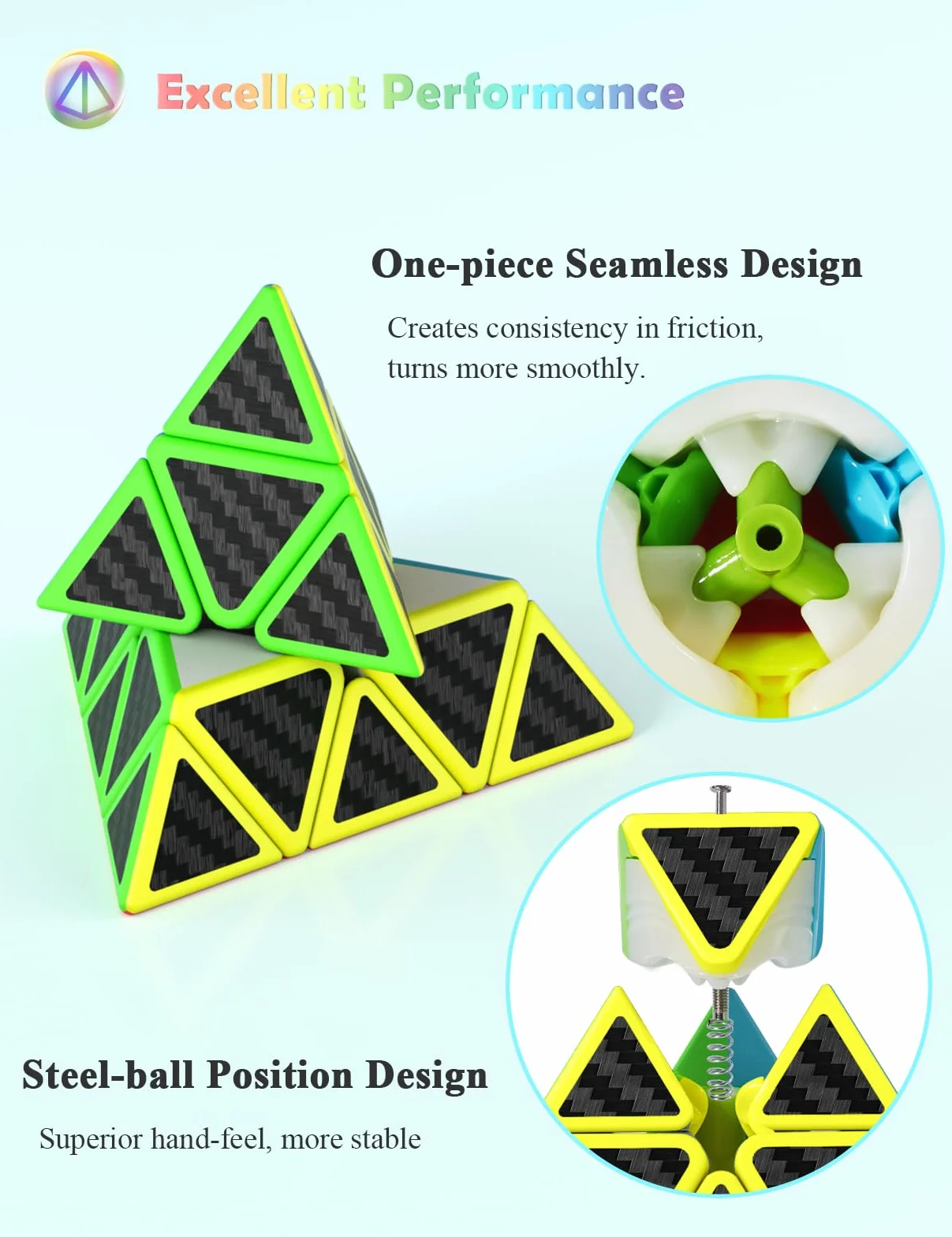 ROXENDA Magiczna Kostka Speed Cube Set 2x2 3x3 4x4 Piramida Włókno Węglowe
