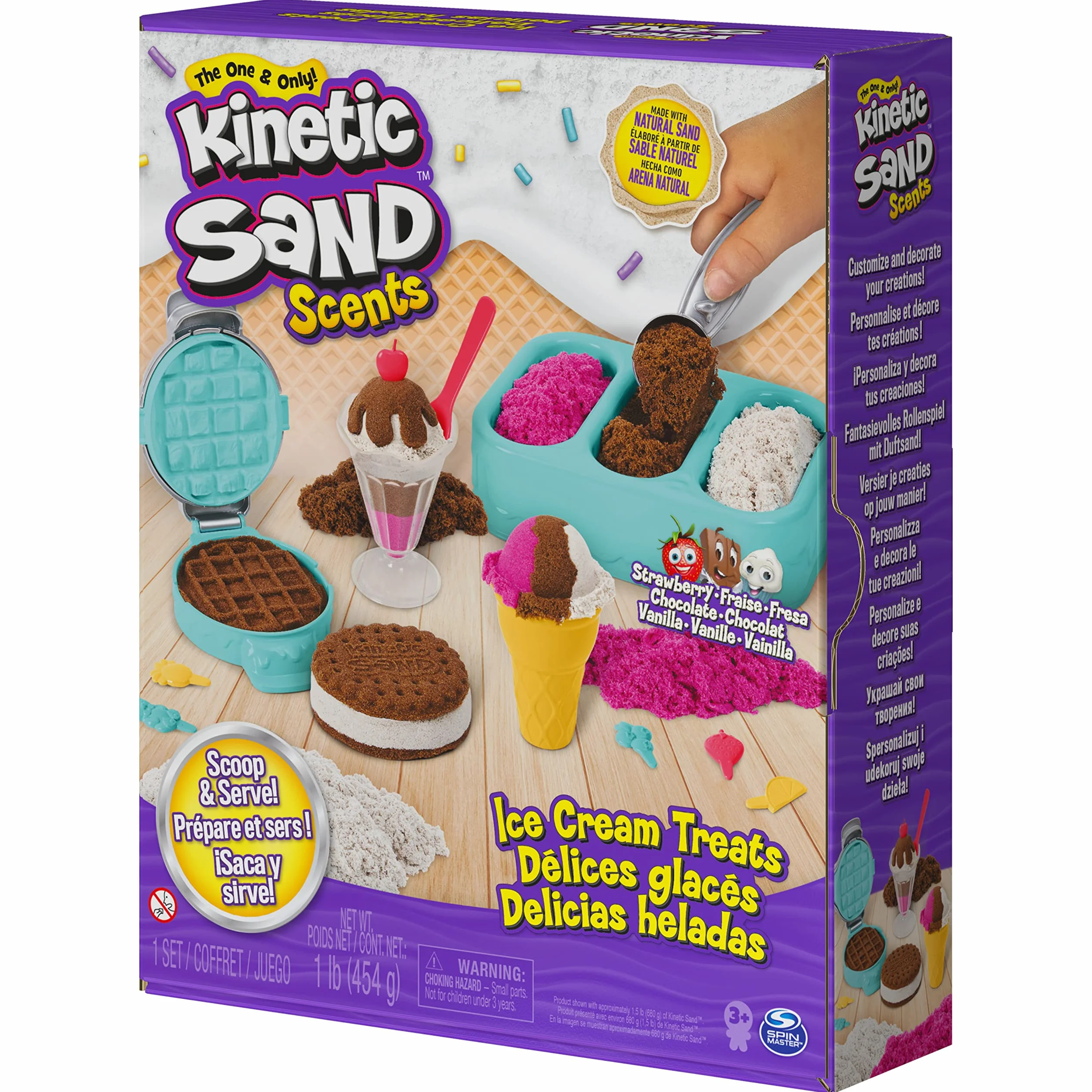 Kinetic Sand Lodowe specjały zestaw 3 kolorów pachnącego piasku kinetycznego z akcesoriami