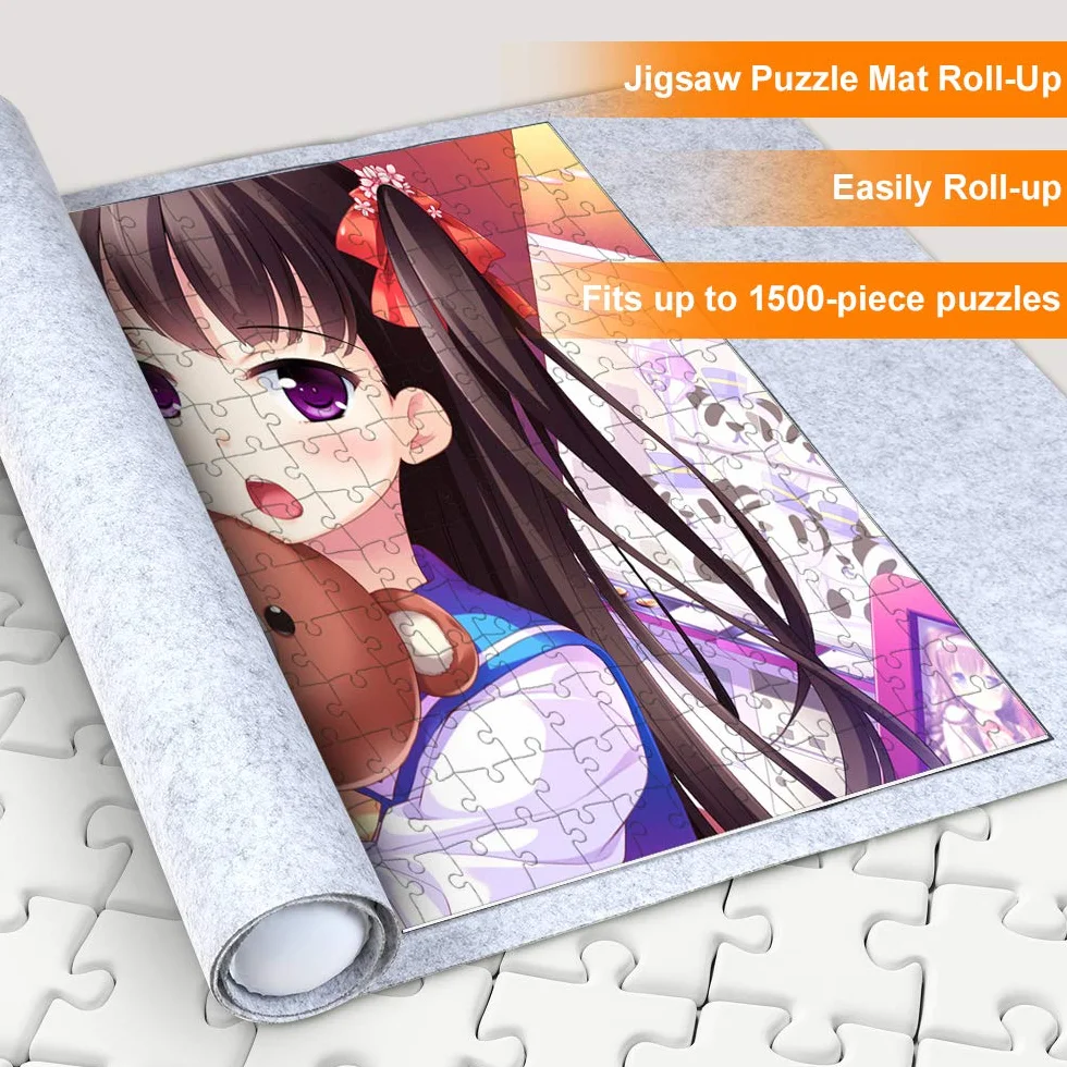 Mata do puzzli 500, 1000, 1500, 2000 elementów, przenośna podkładka do puzzli, podkładka do puzzli, mata do puzzli, szara