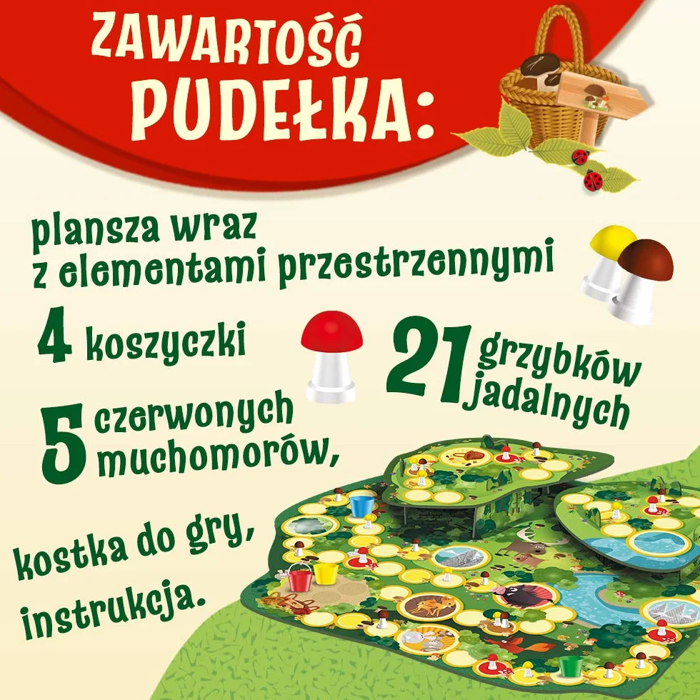 Trefl Grzybobranie w Zielonym Gaju Rodzinna Gra Planszowa dla Dzieci od 4 lat