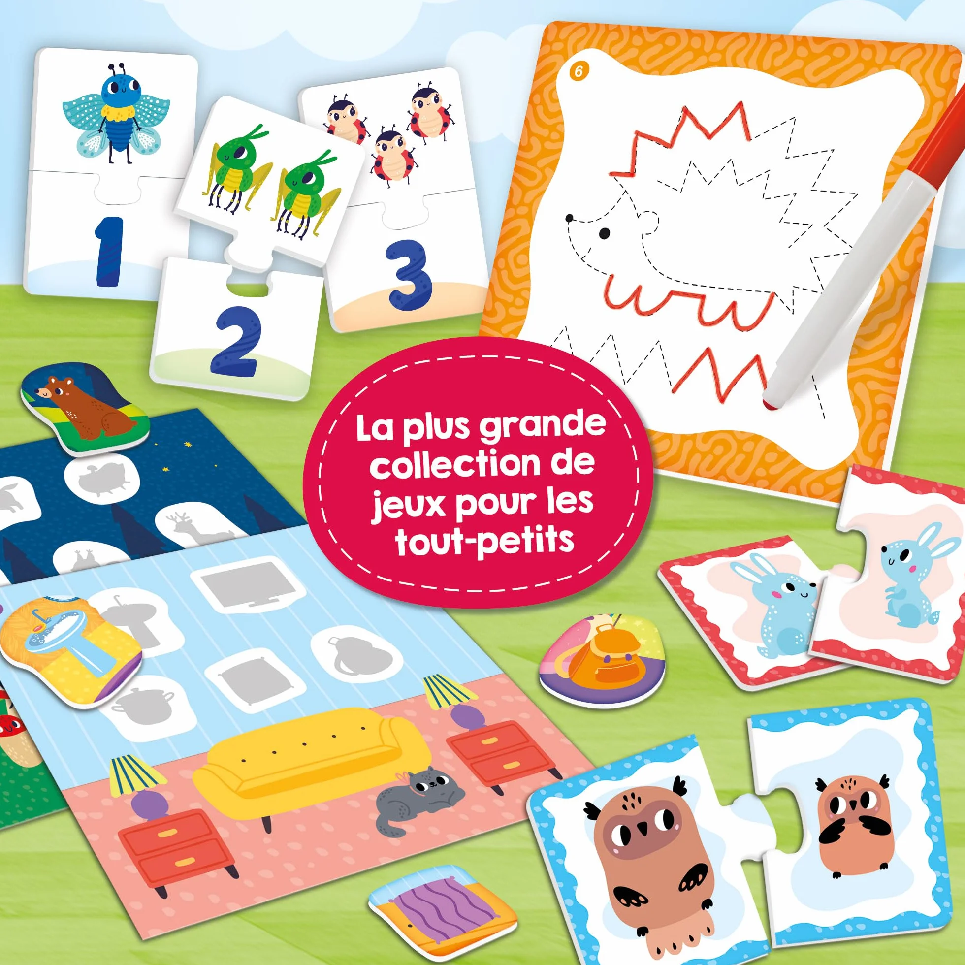 Lisciani - Carotina Baby - Pakiet 60 gier - Zajęcia edukacyjne dla dzieci od 2 lat - Bingo, Puzzle, logiczne skojarzenia, notatki, zestawy do rysowania - Puzzle edukacyjne - Nauka i zabawa