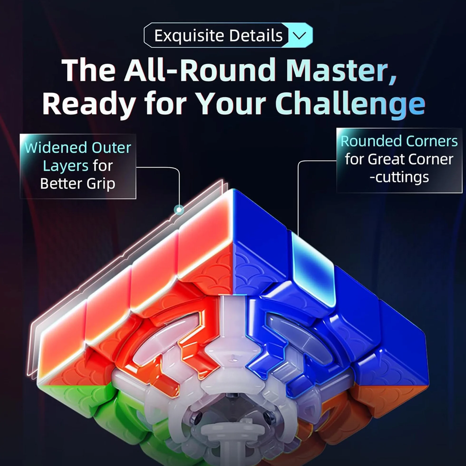 XMDCuber MOYU AOSU V7 M Magnetyczna kostka prędkości 4 x 4, AoSu WRM V7 Single-Track Magnetic Speed Cube 4x4 x 4, Magic Cube 4 na 4,96 magnesów (Magnetyczne pojedyncze)
