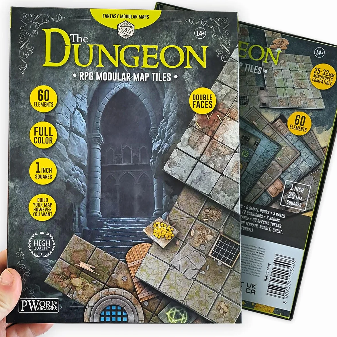 The Dungeon RPG modułowe płytki mapowe, dwustronne płytki kartonowe