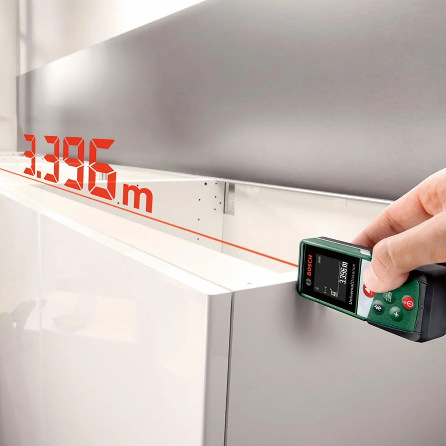 Bosch Dalmierz laserowy UniversalDistance 40 C (precyzyjny pomiar odległości w zakresie do 40 m, komunikacja przez Bluetooth, funkcje pomiarowe, opakowanie kartonowe E-Commerce)