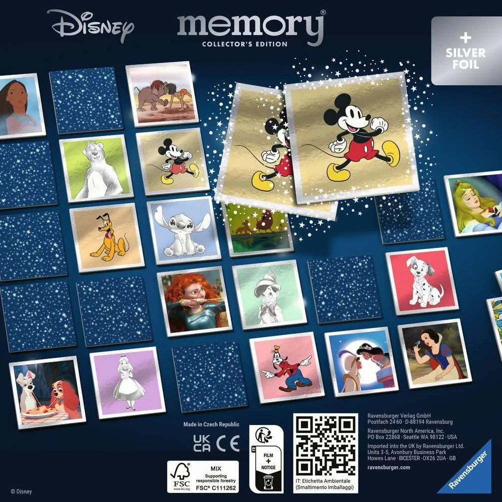 Ravensburger Collectors' memory® Disney - 27378 - Das weltbekannte Gedächtnisspiel mit wunderschönen, funkelnden Bildkarten, ein einzigartiges memory® für große und kleine Disney-Fans