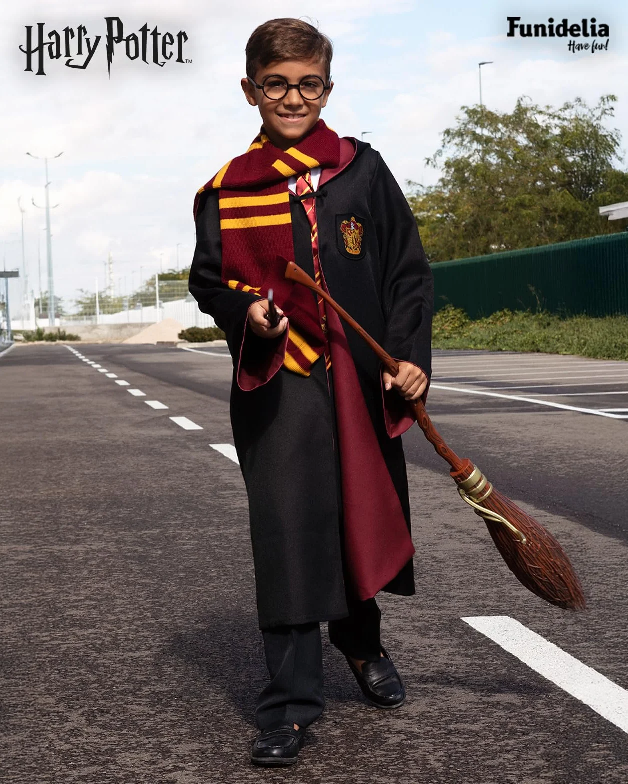 Funidelia Miotła Harry Potter Nimbus 2000 dla dziewczynek i chłopców, filmów i filmów, magików, Harry'ego Pottera, Hogwartu, akcesoria dla dzieci, akcesoria do przebrania - brązowa