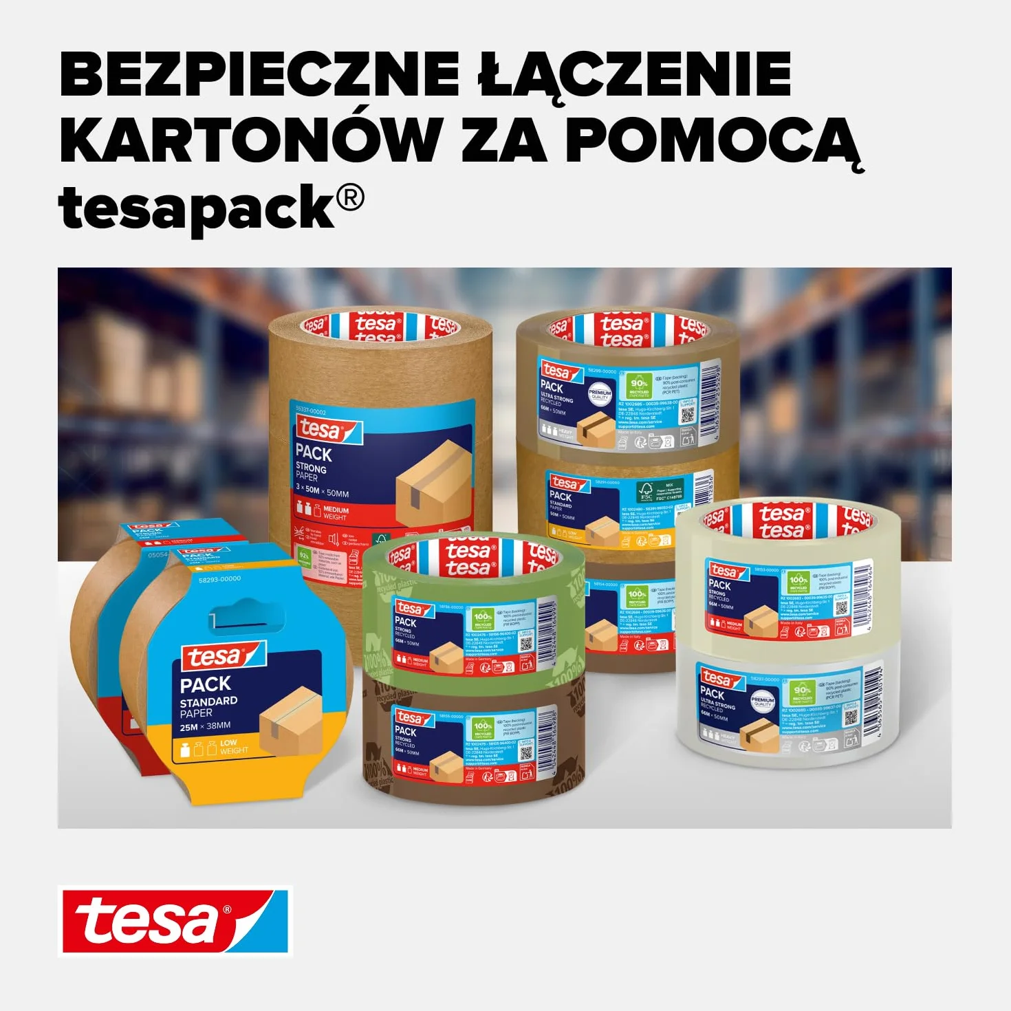 Tesa Ultra Strong 58297-00000-00 Taśma Klejąca, Przezroczysty, 66 m x 50 mm