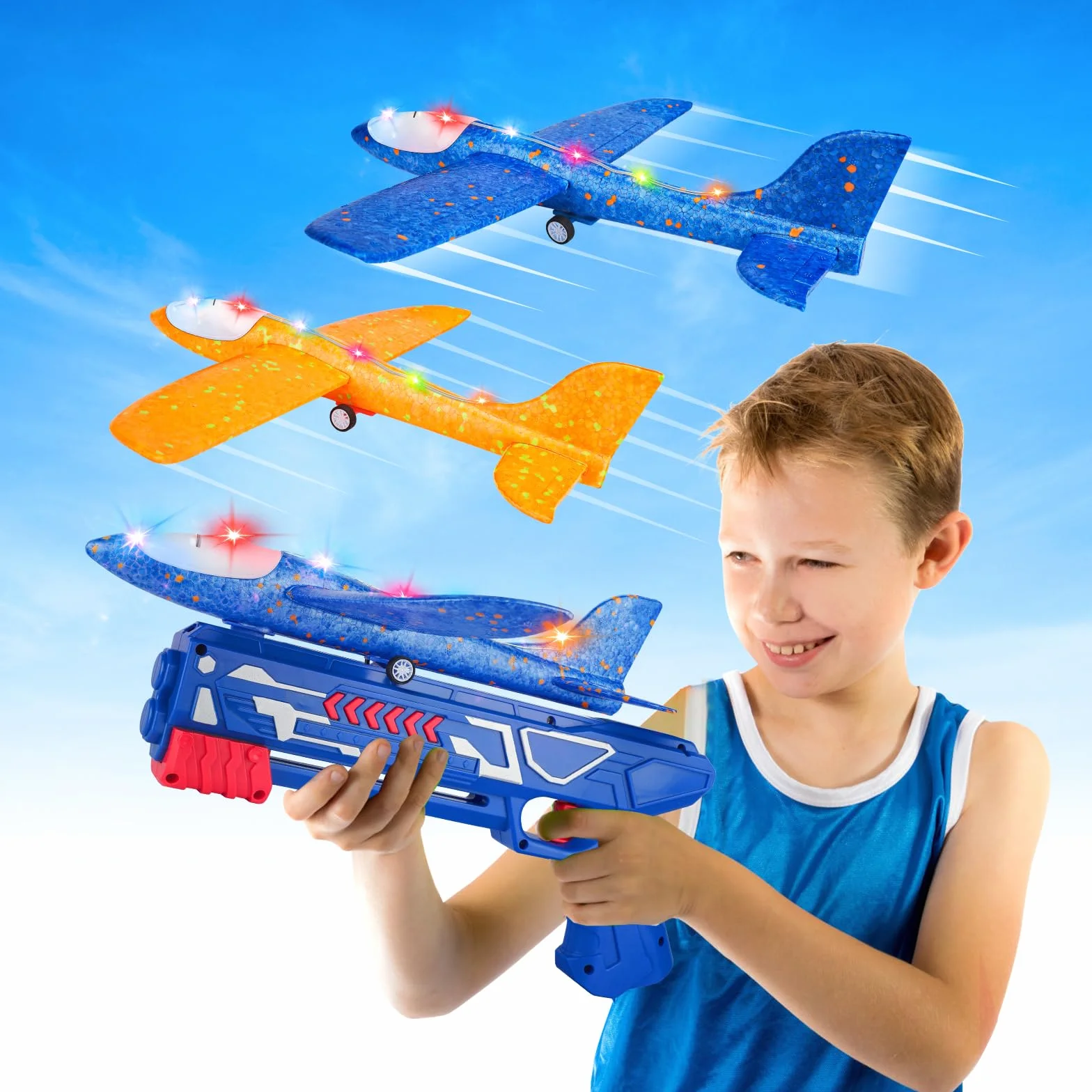 Avion Juguete Con Pistola, Aviones de Poliespan Avión Volador Planeadores Espuma Corcho Juego de Tiro Aire Libre Infantil Regalo Navidad Cumpleaños Pascua para Niños Niñas 3-8 Años
