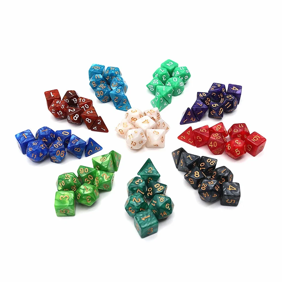 DollaTek Zestaw kości wielościennych 70 sztuk D4 D6 D8 D10 D12 D20 do Dungeons and Dragons DND RPG