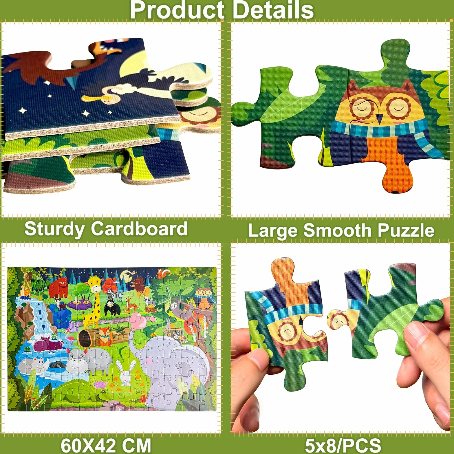 Puzzle dla dzieci od 4, 5, 6 lat, 96 elementów, puzzle podłogowe, świat zwierząt, duże puzzle dla dzieci, prostokątne, puzzle dla chłopców i dziewczynek, prezent dla dzieci w wieku 3-7 lat