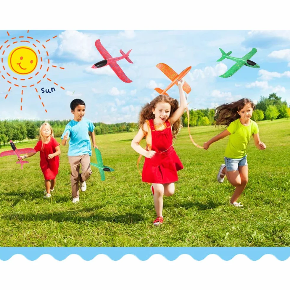 2 sztuki 35 cm styropianowe samoloty samoloty samolot zabawka outdoorowa rzuca szybowiec piankowy samolot zabawka szybowiec czerwony zielony samolot prezent dla chłopców i dziewczynek urodziny