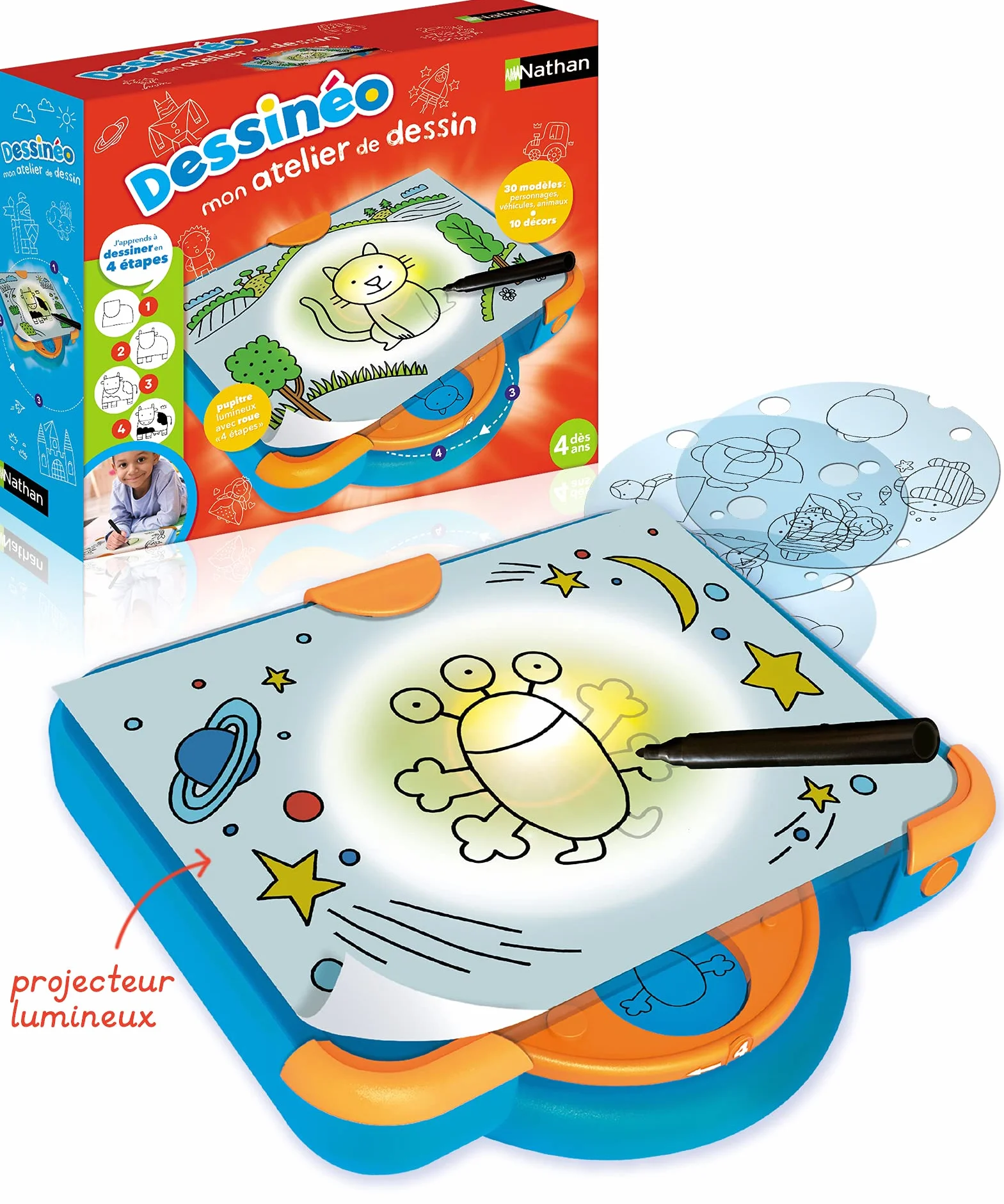 Nathan - Dessineo – mój warsztat rysunkowy – podświetlana tablica – tablet do rysowania krok po kroku – nauka rysowania – od 4 lat