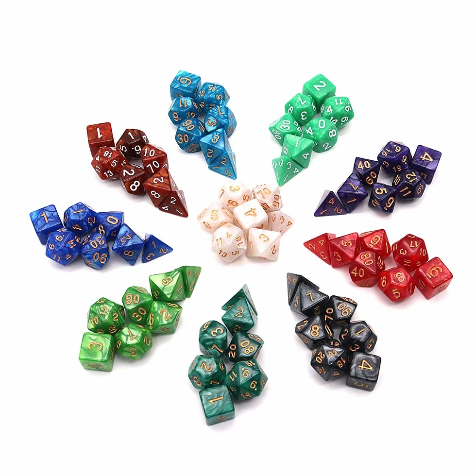 DollaTek Zestaw kości wielościennych 70 sztuk D4 D6 D8 D10 D12 D20 do Dungeons and Dragons DND RPG