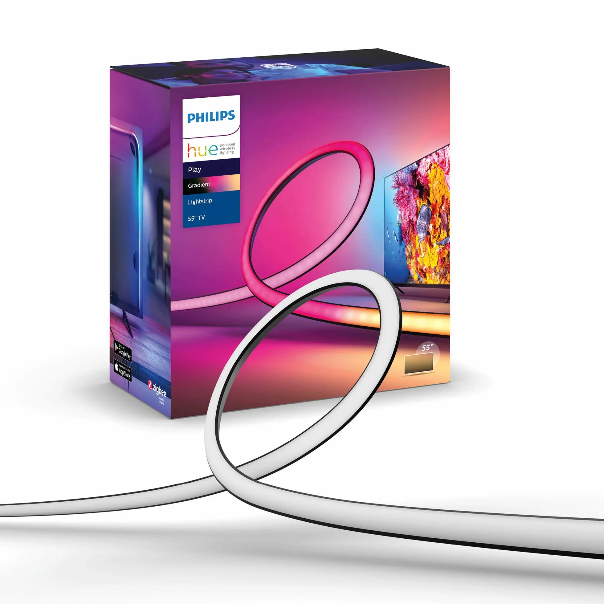 Philips Hue Play Taśma LED, 65 cali, Pasek LED Gradient 16mln Kolorów, Taśma ledowa Smart LED do Podświetlenia TV i Gamingu