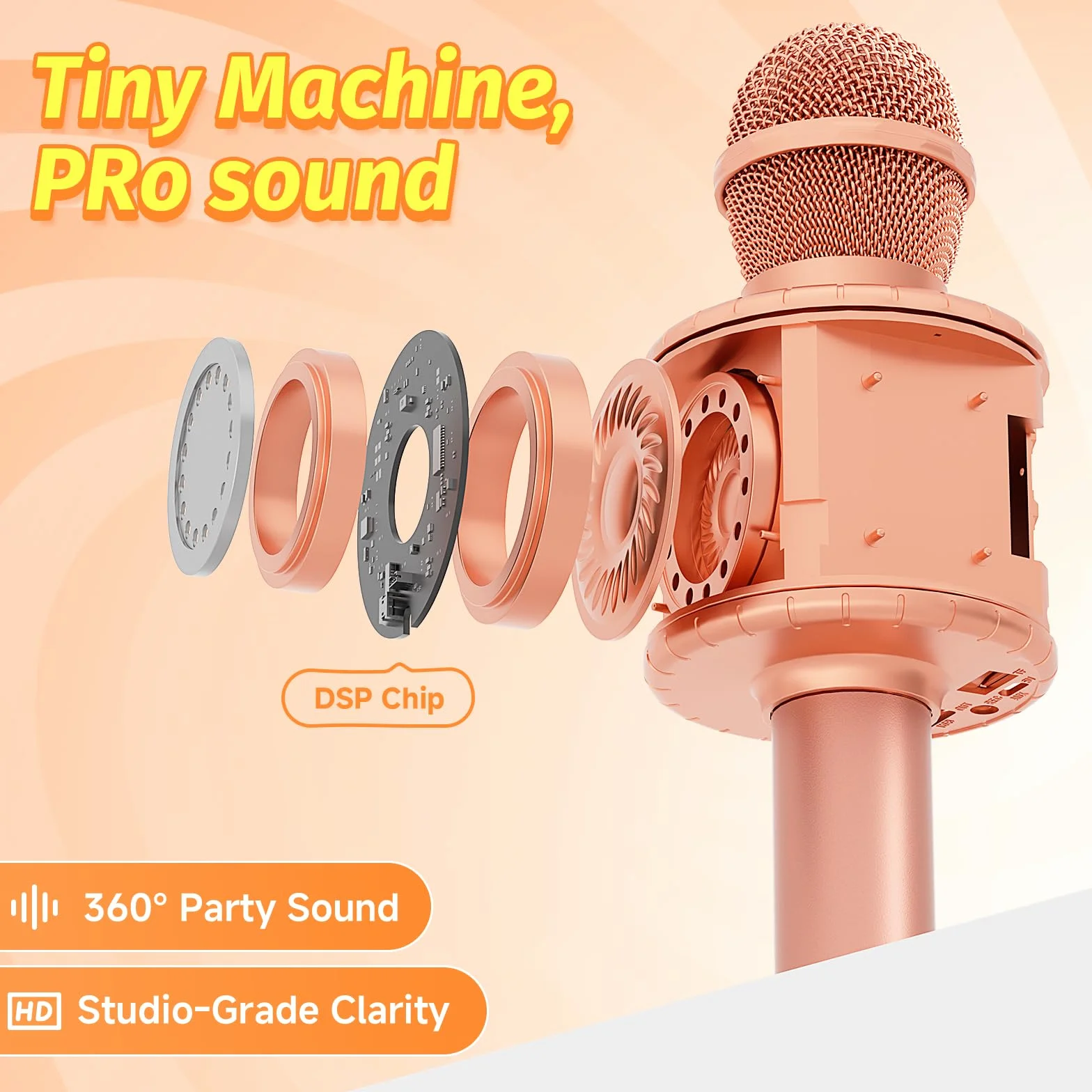 Fede Mikrofon do karaoke, bezprzewodowy mikrofon Bluetooth dla dzieci, zabawne prezenty zabawki dla nastolatków, dziewcząt, chłopców, przenośny głośnik KTV rejestrator do smartfonów, PC