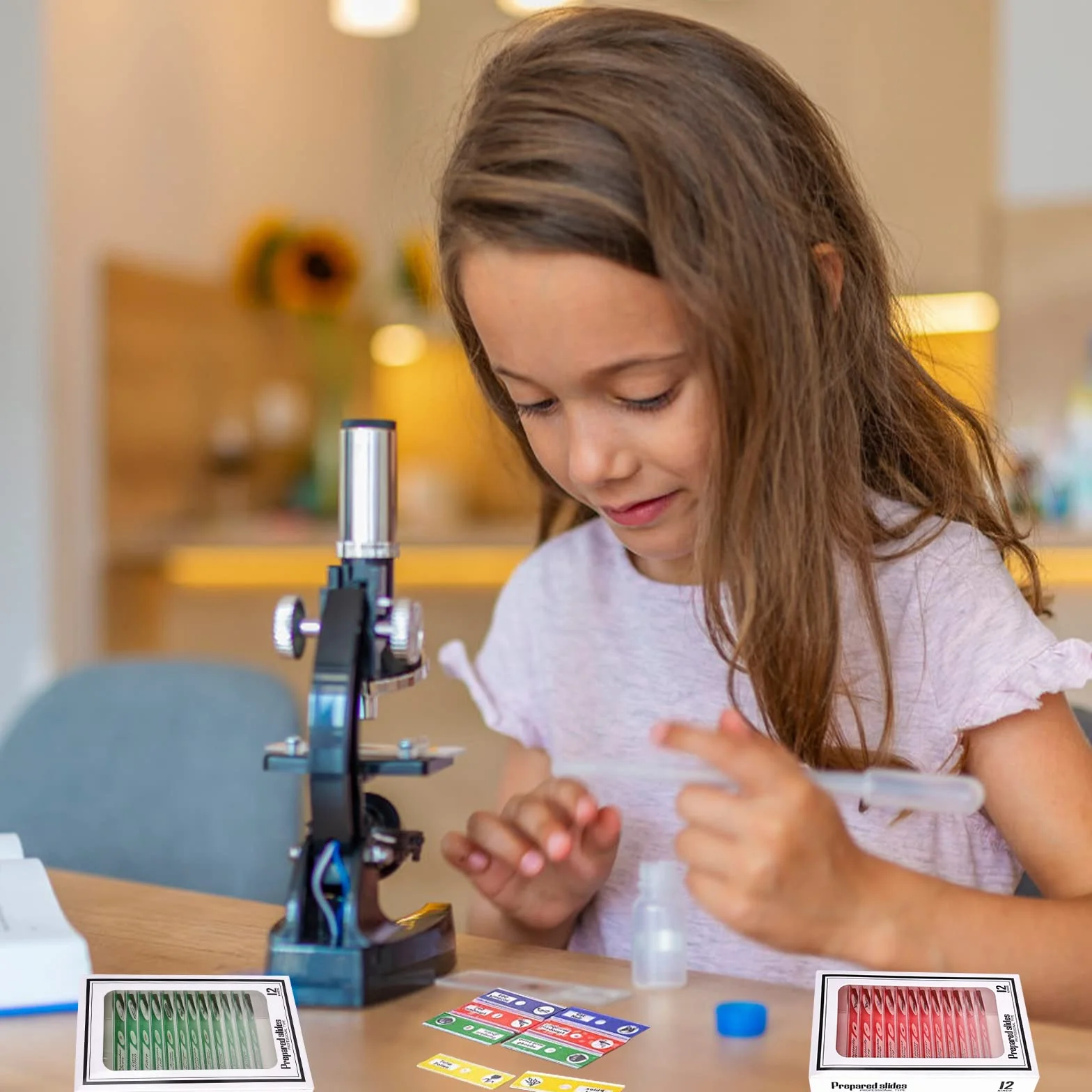 Vegena 60 sztuk szkiełek mikroskopowych, preparaty do mikroskopu dla dzieci z owadami, zwierzętami, kwiatami, roślinami, próbkami biologicznymi z tworzywa sztucznego, akcesoria dla studentów, do