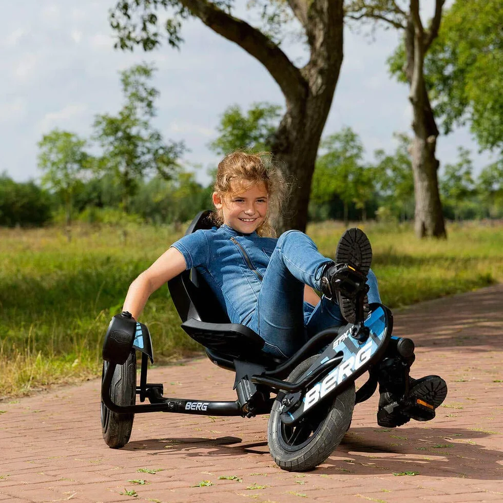 Berg Gokart z pedałami Street-X Vibes, pojazd dziecięcy, pojazd pedałowy o wysokim standardzie bezpieczeństwa, zabawka dla dzieci w wieku 6-12 lat, duży, niebieski