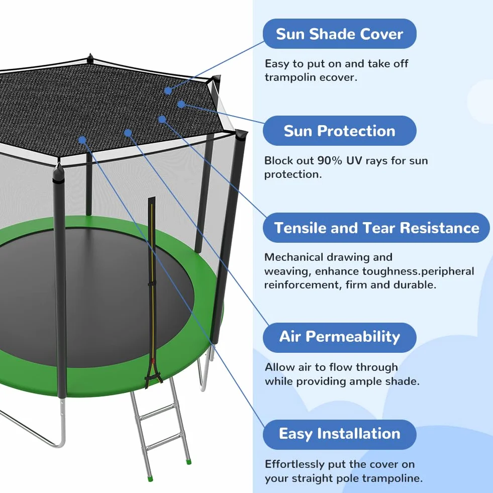 Osłona na trampolinę, 6-biegunowa osłona przeciwsłoneczna na trampolinę, wodoodporna i pyłoszczelna osłona górna, akcesoria do trampolin, górne pokrowce na plac zabaw na zewnątrz, podwórko