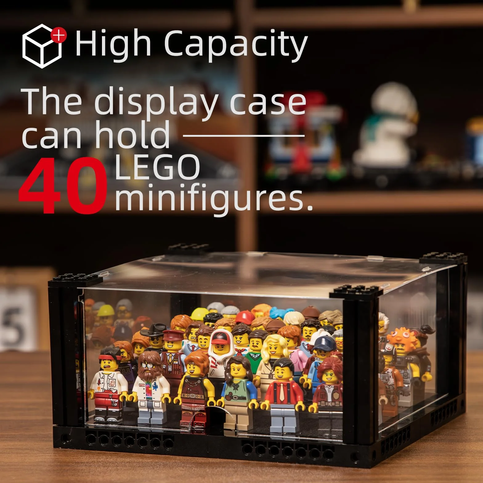 BRIKSMAX Witryna na 40 minifigurek Lego, ochrona przed kurzem, nadaje się do przechowywania i dekoracji w domu i pokoju zabaw, idealna dla kolekcjonerów (2 sztuki, 80 figurek)