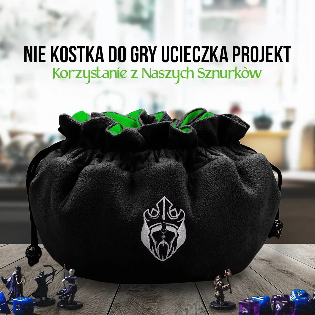 CardKingPro Ogromna - Wersja OCD - Torba na Kości z 15 Kieszeniami - Czarna i Zielona - Pojemność 200+ Kości - Świetna dla Kolekcjonerów [Opatentowany Design]