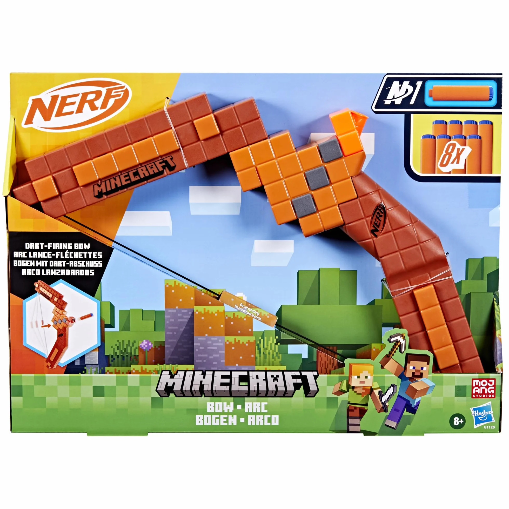 Wyrzutnia strzałek - łuk Nerf Minecraft, 8 strzałek Nerf N1
