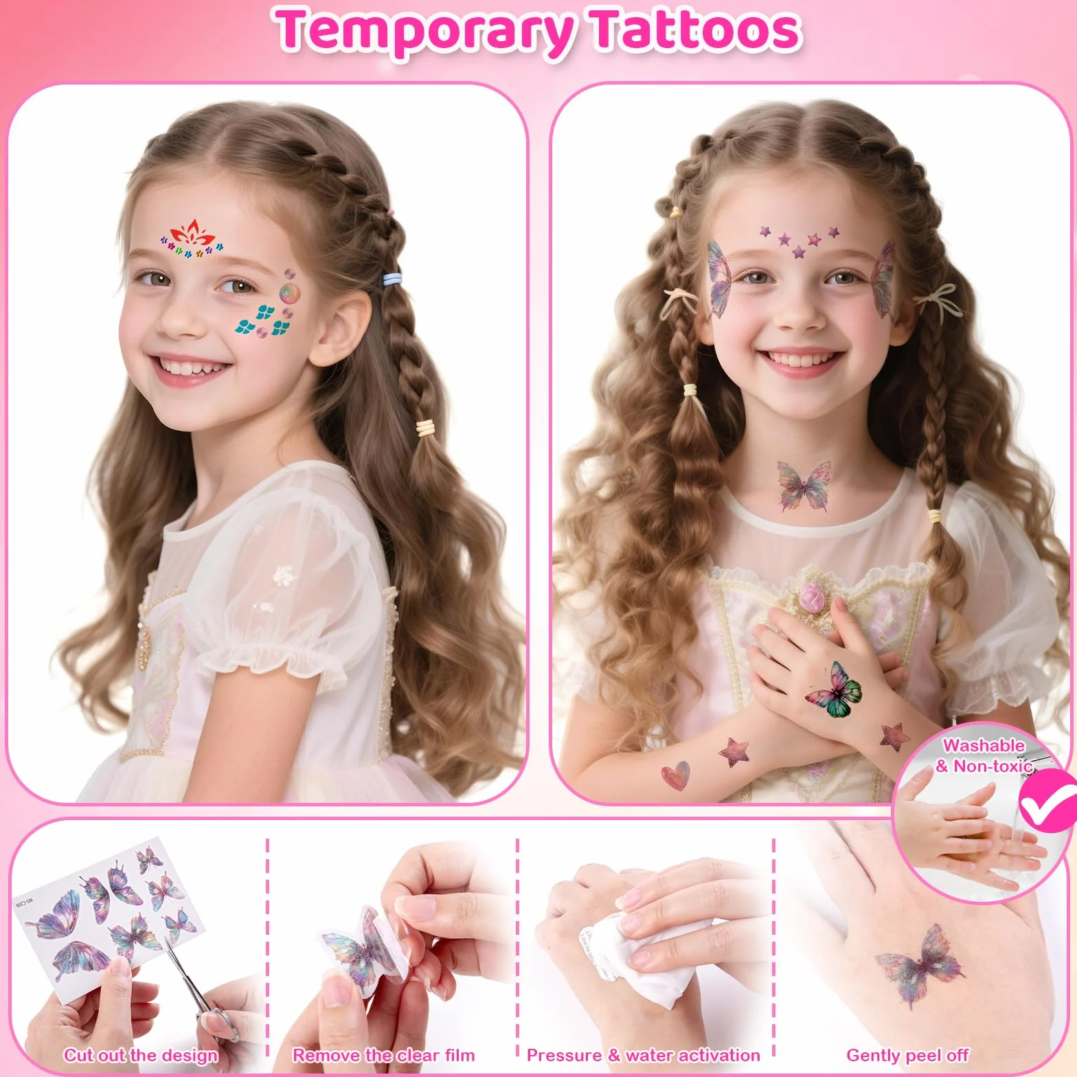 SEMKOTREE Zestaw Bedazzler do włosów, stempel z 480 kryształkami strasu i błyskotką, brokatowe diamenty, zszywacz, akcesoria do włosów dla dziewcząt w wieku 6, 7, 8, 9, 10 lat, prezenty dla