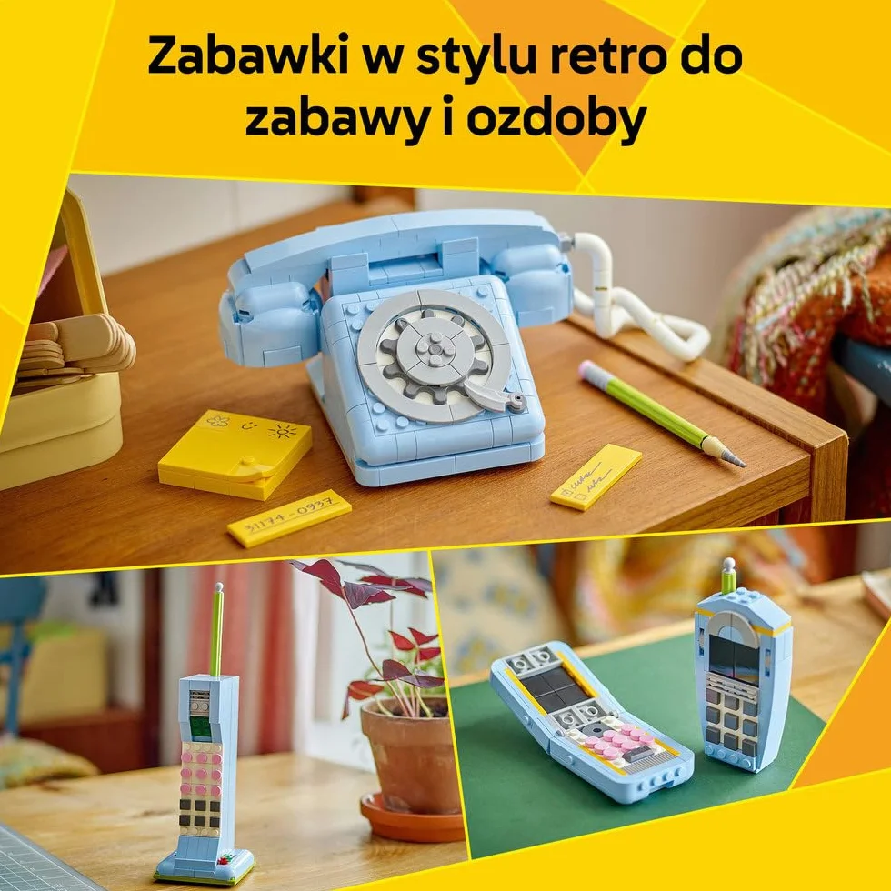 LEGO Creator 31174 Retro Telefon 3 w 1 z Obrotową Tarczą, Przekształca się w Model z Lat 80. lub 2 Telefony Komórkowe, Kreatywny Prezent 8+