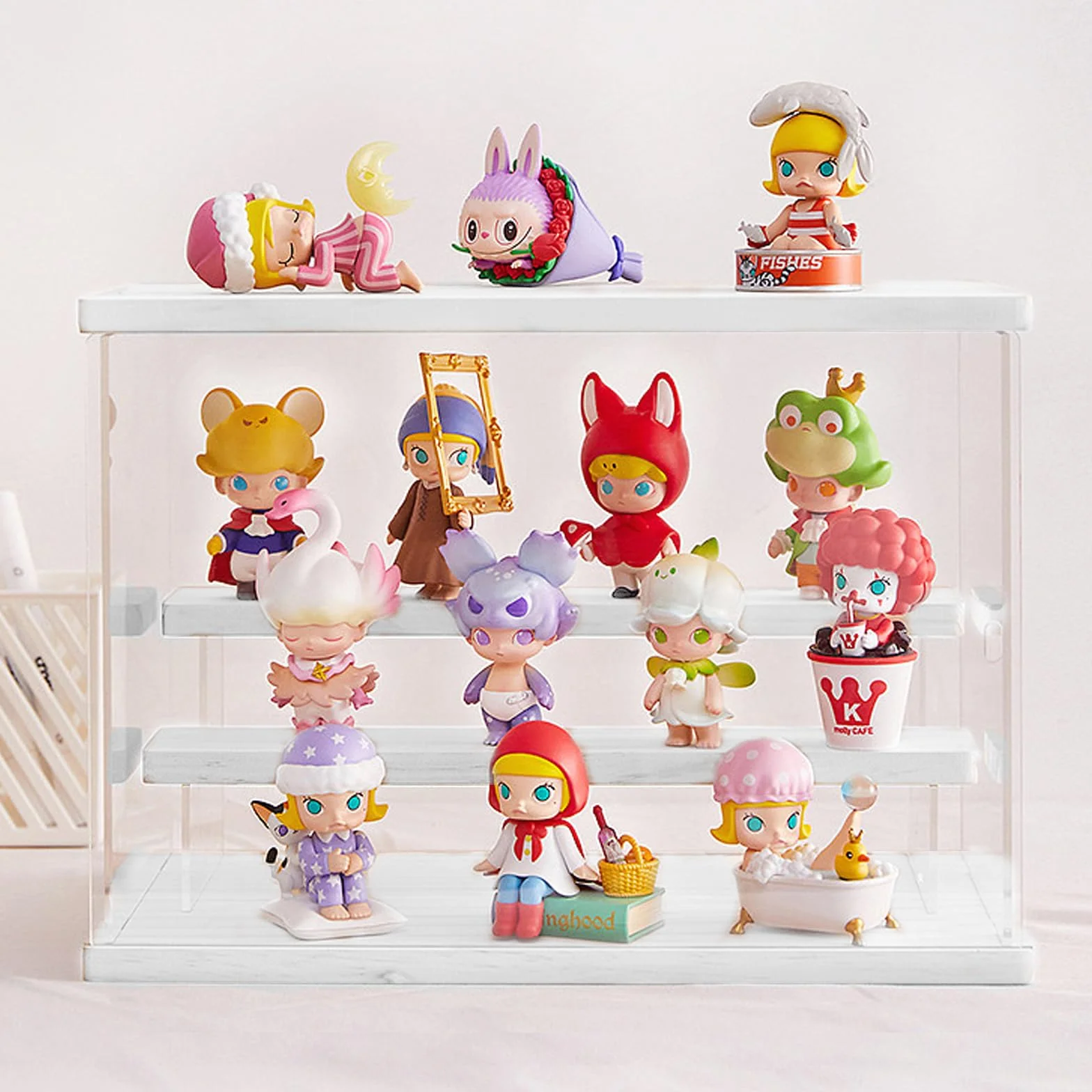 SWAWIS Witryna Teca pleksi akrylowa gablota szklana gablota ekspozycyjna przezroczysta gablota kolekcjonerska do przedmiotów kolekcjonerskich, figurek, miniaturowych figurek, 30,5 x 18 x 21,8 cm