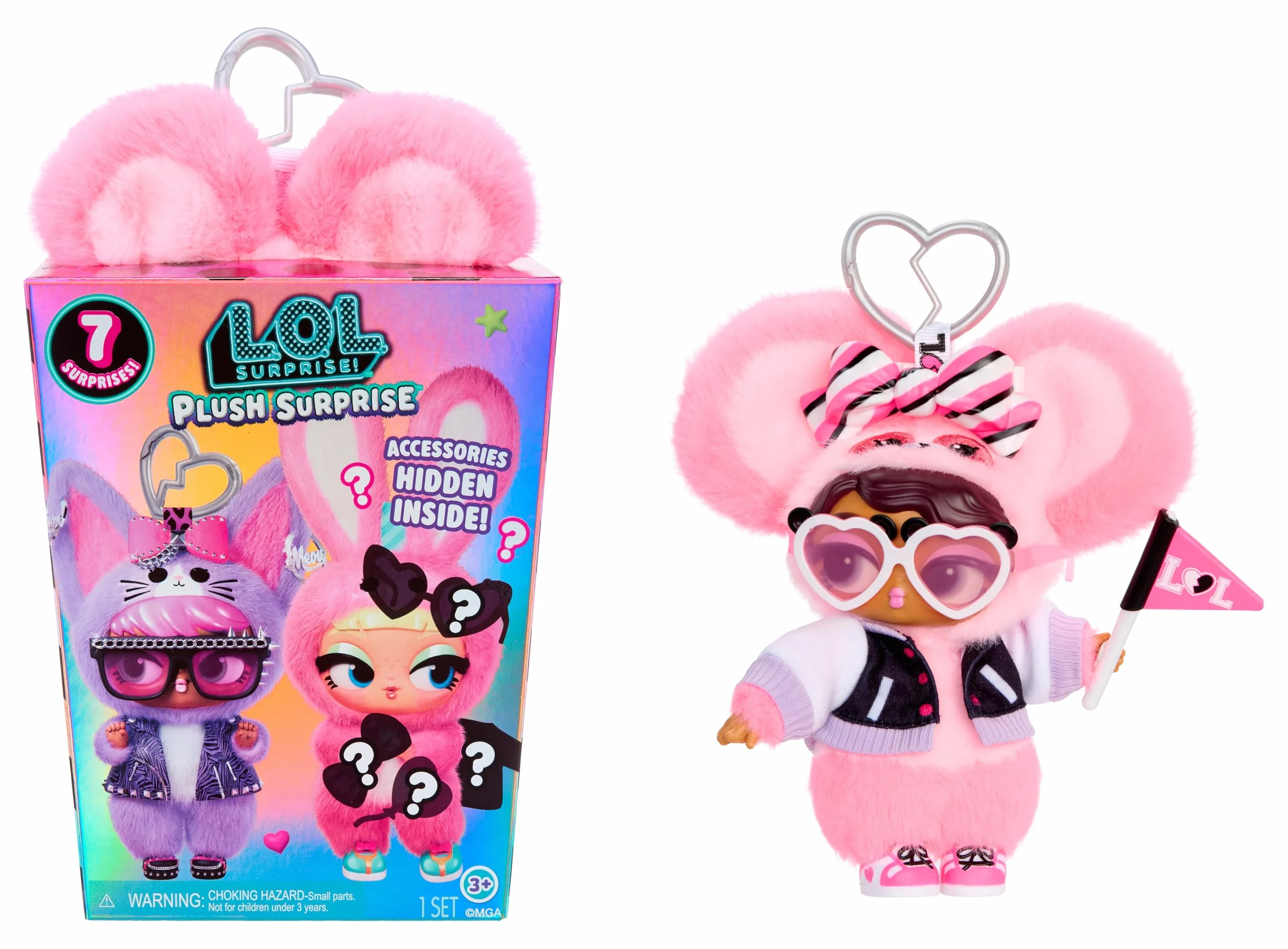 L.O.L. Surprise! Postać Plush Surprise — zestaw zawiera 7 elementów, kolekcjonerska pluszowa zabawka z breloczkiem, 6 wzorów do zebrania, odpowiednia dla dzieci od 4. roku życia