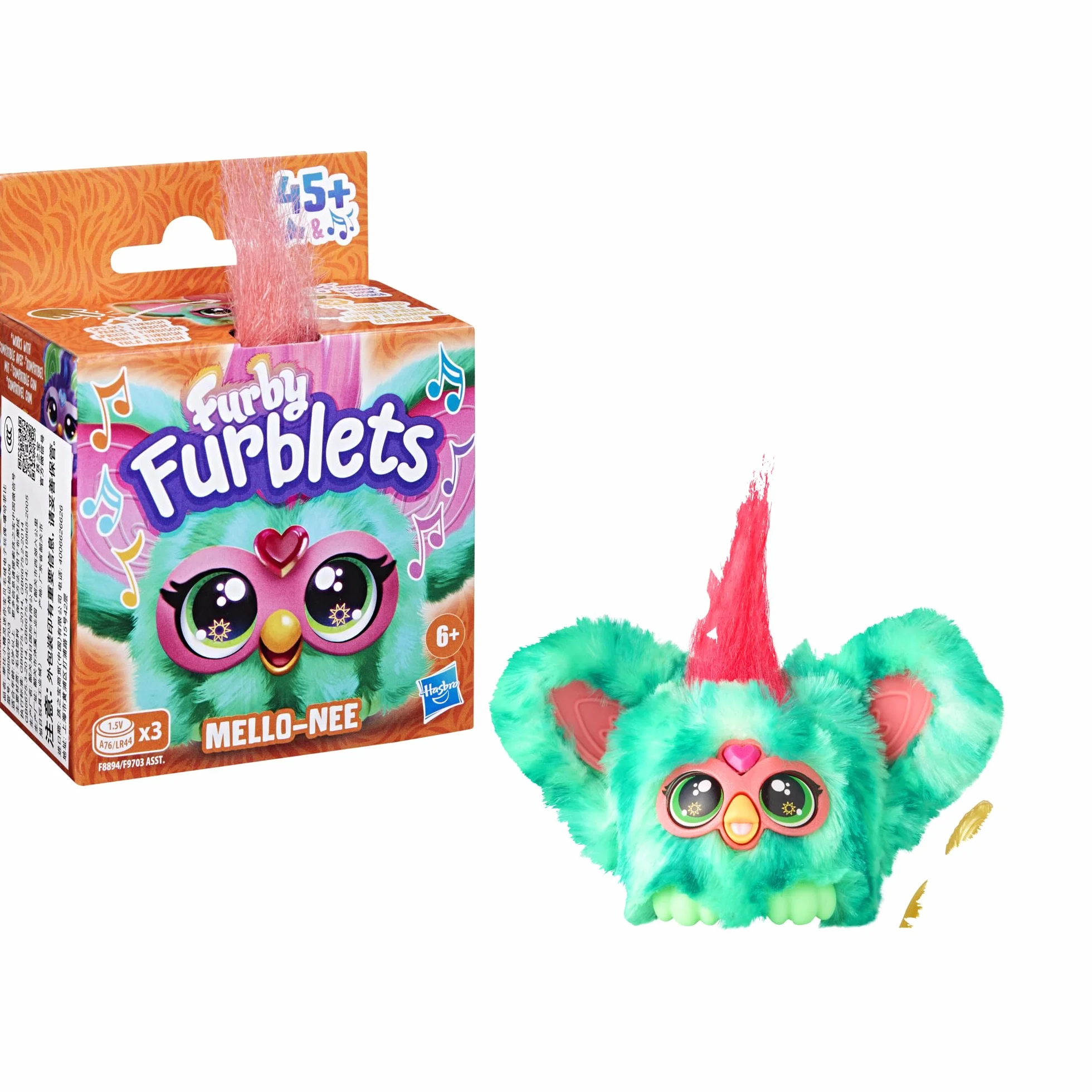 Furby Furblets Miniaturowy przyjaciel Mello-Nee, ponad 45 dźwięków, muzyka w stylu letniego odpoczynku i frazy w j. furbijskim, elektroniczne zabawki pluszowe dla dziewczynek i chłopców